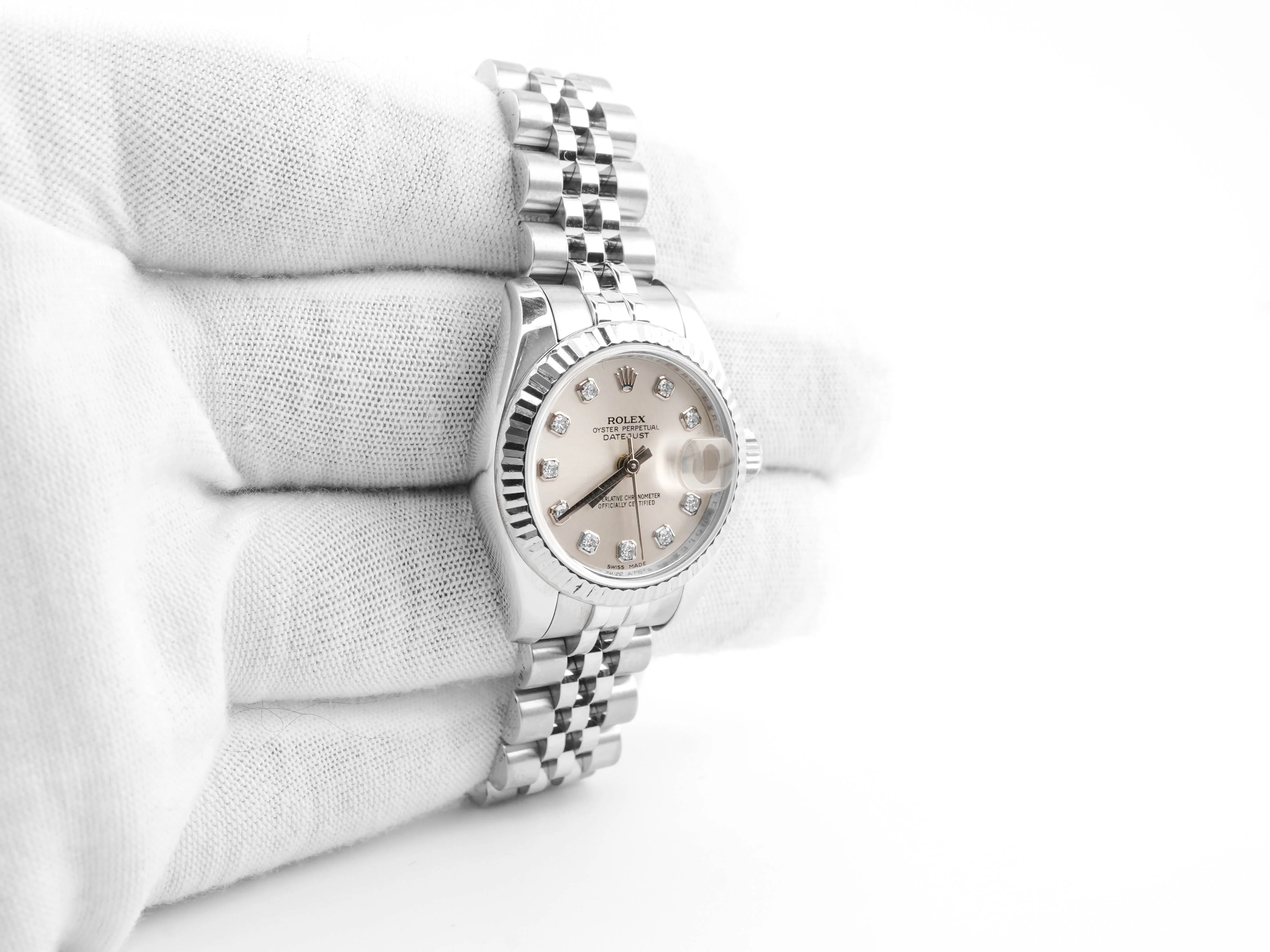 Rolex 179174 Lady-Datejust 26 mm Silver Diamond Dial Jubilee Bracelet Box and Papers 2012 - Image 3