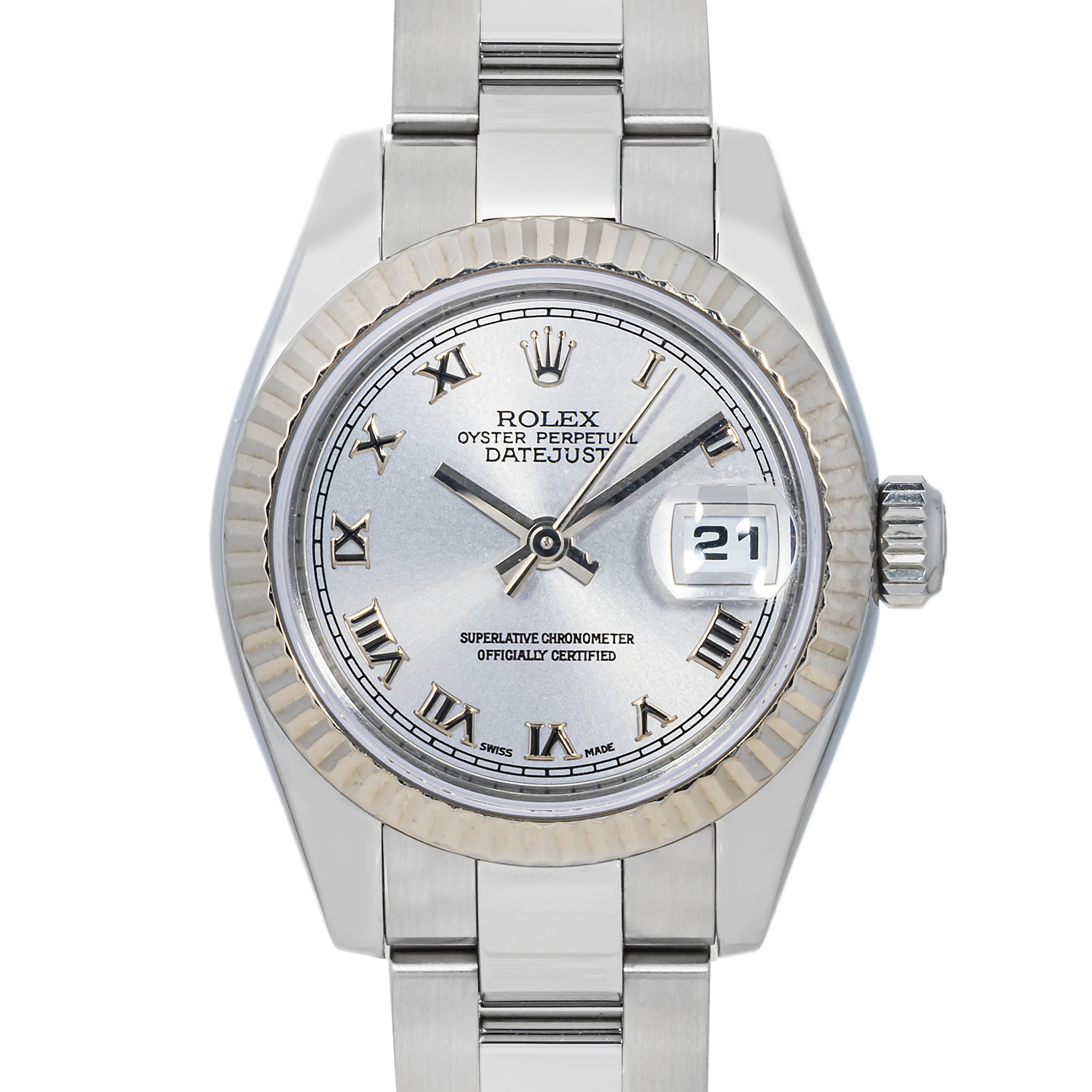 Rolex 179174 Lady-Datejust 26mm Fluted Bezel Rhodium Roman Dial Oyster Bracelet Box and CPO 2026 - Image 3
