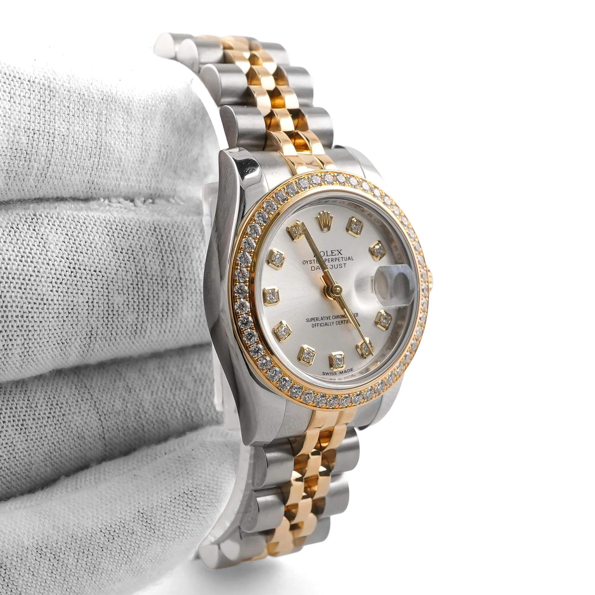 Rolex 179383 Lady-Datejust 26 mm Factory Diamond Bezel Silver Diamond Dial Box and Papers 2012 - Image 4