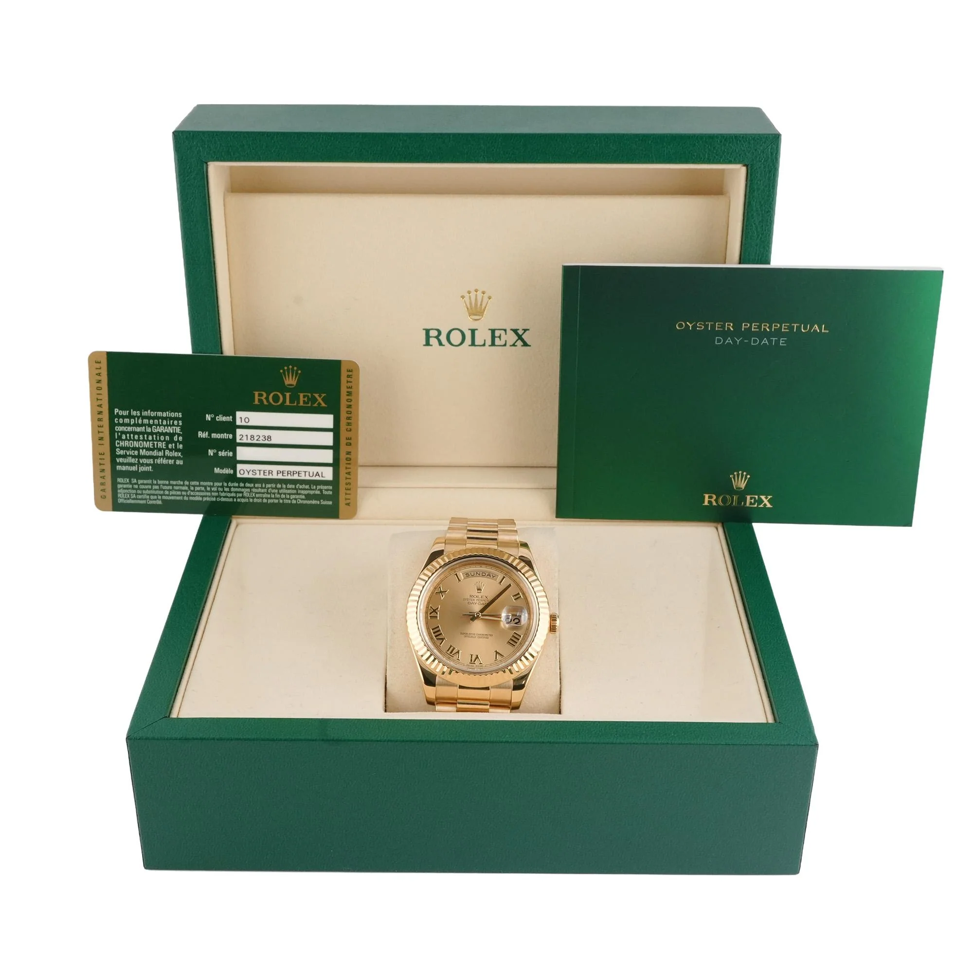 Rolex 218238 Day-Date II 41 mm 18K Yellow Gold Champagne Roman Dial Box and Papers 2011 - Image 2