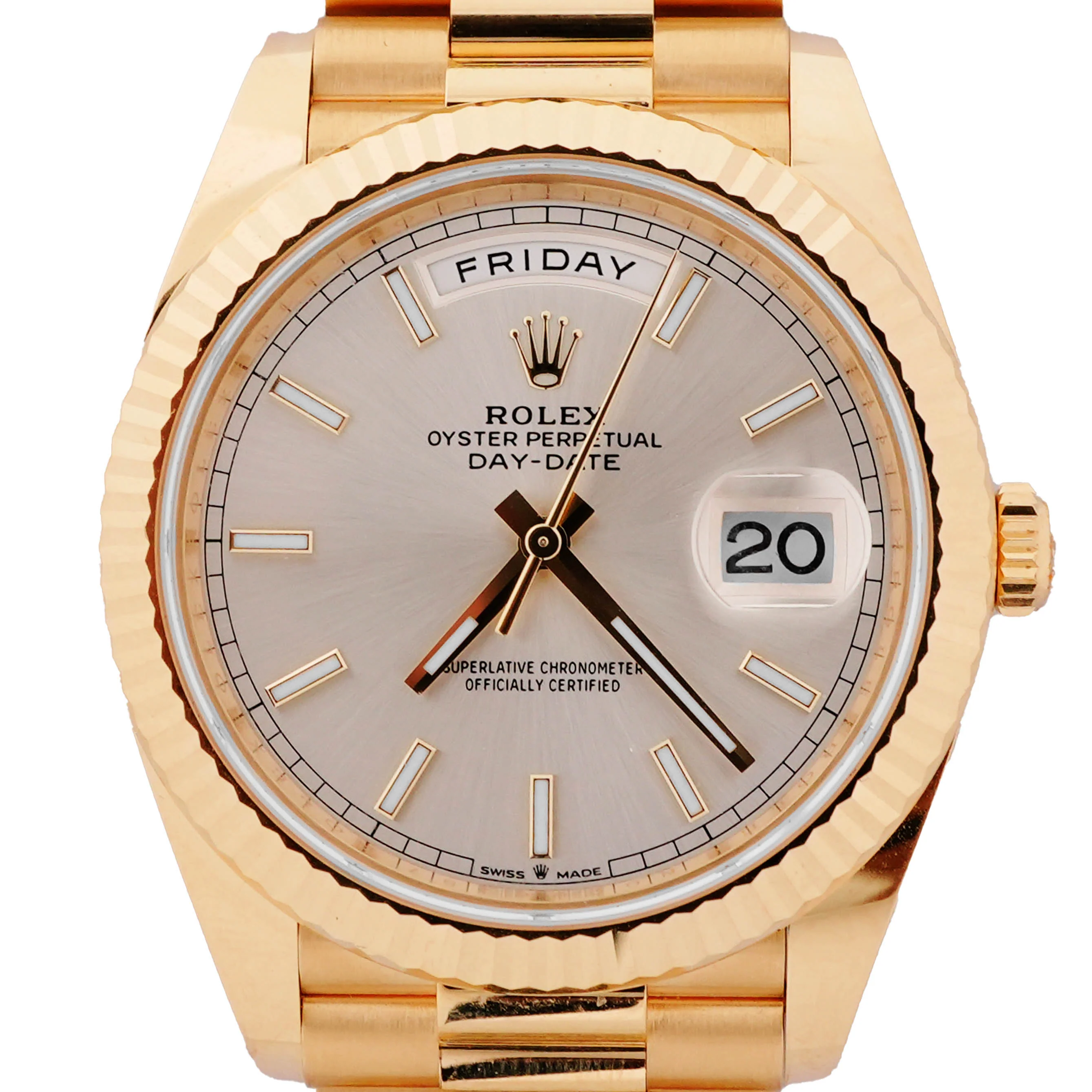 Rolex 228238 Day-Date 40 mm 18K Yellow Gold Silver Index Dial President Bracelet Complete Set 2026 - Image 3