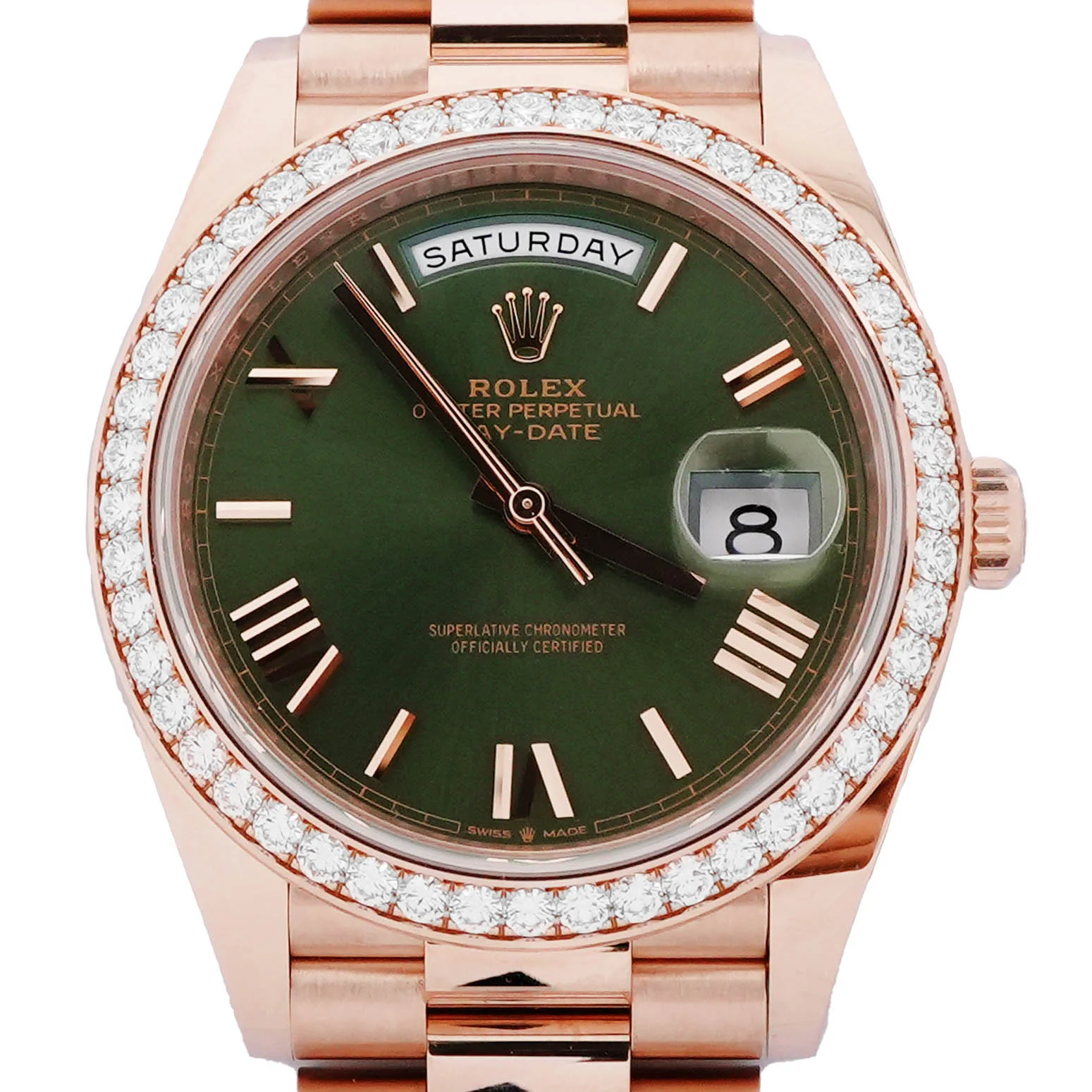 Rolex 228345RBR Day-Date 40mm 18K Rose Gold Olive Dial President Bracelet Complete Set 2026 - Image 3