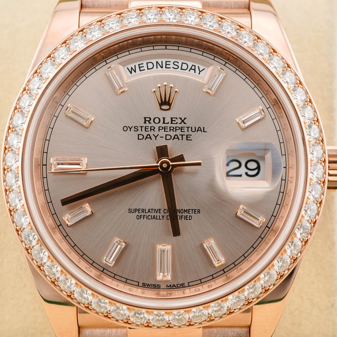 Rolex 228345RBR Day-Date 40 mm 18K Rose Gold Sundust Dial President Bracelet Box and Papers 2019 - Image 3
