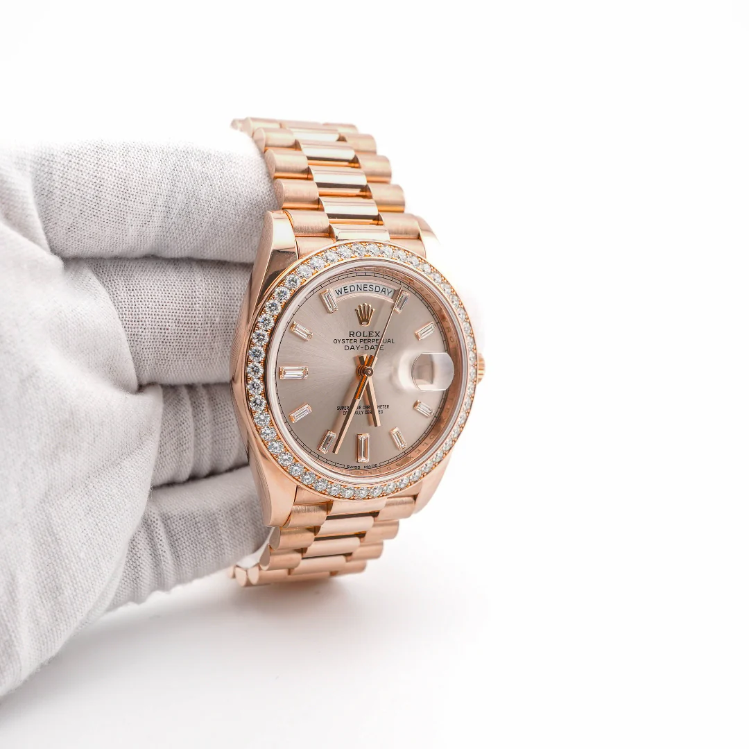 Rolex 228345RBR Day-Date 40 mm 18K Rose Gold Sundust Dial President Bracelet Box and Papers 2019 - Image 4