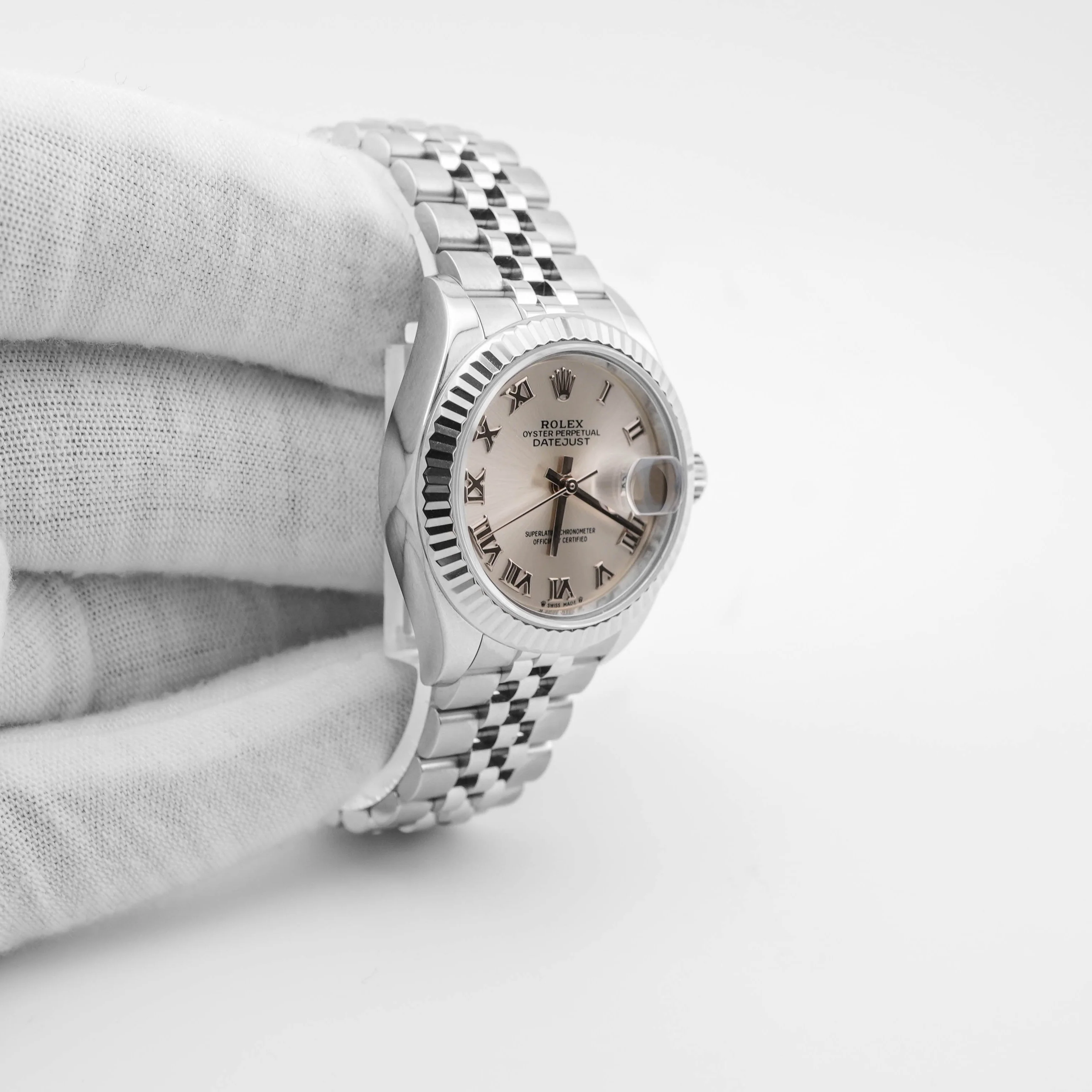 Rolex 279174 Lady-Datejust 28 mm Fluted Bezel Silver Dial Jubilee Bracelet Box and Papers 2020 - Image 4