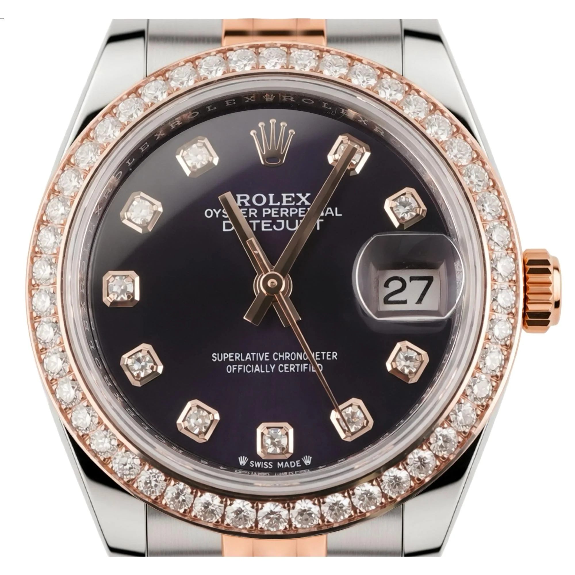 Rolex 279381RBR Lady-Datejust 18K Rose Gold 28 mm Aubergine Diamond Dial Jubilee Bracelet Box and Papers 2025 - Image 3