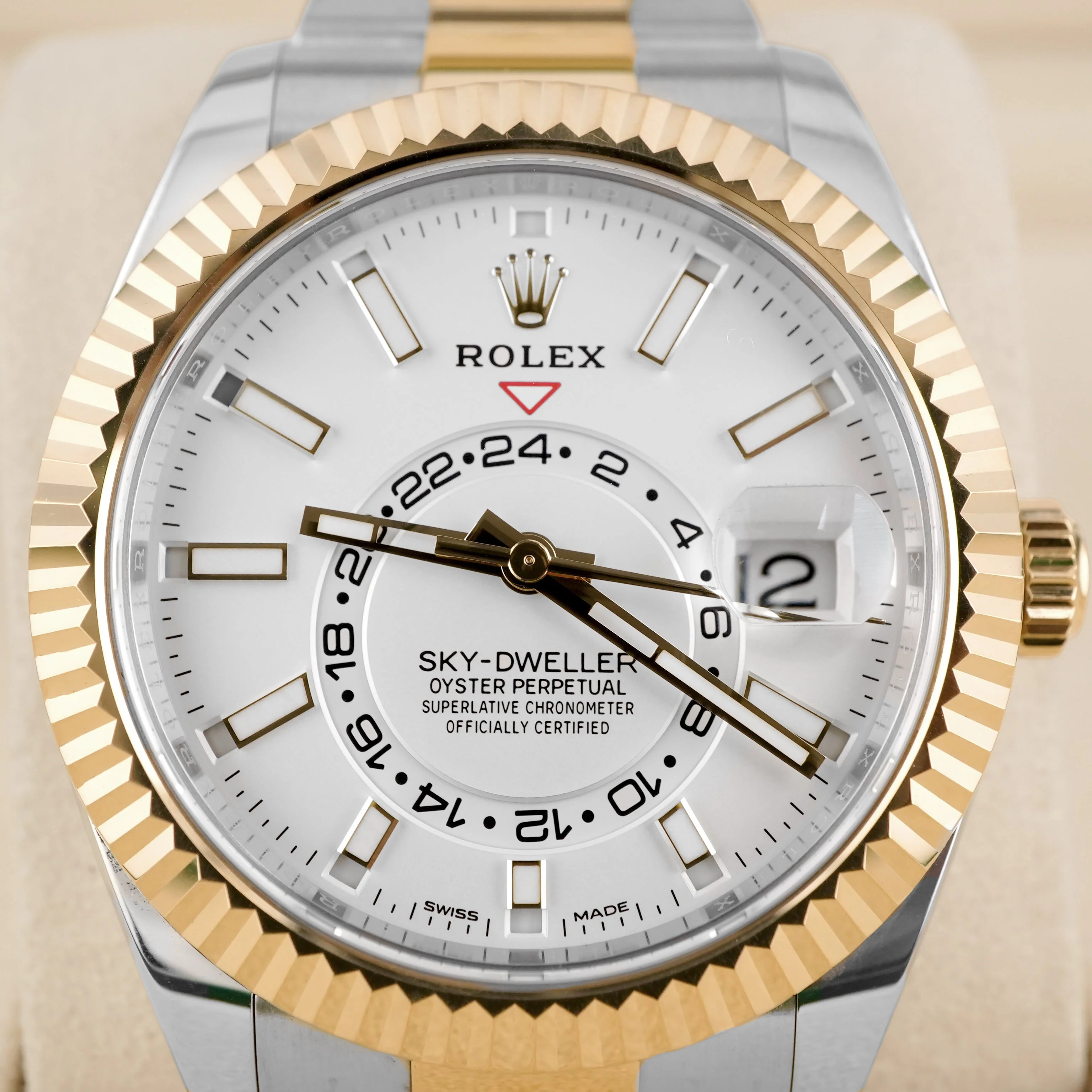 Rolex 326933 Sky-Dweller 42 mm Fluted Bezel White Index Dial Oyster Bracelet Box and Papers 2020 - Image 3