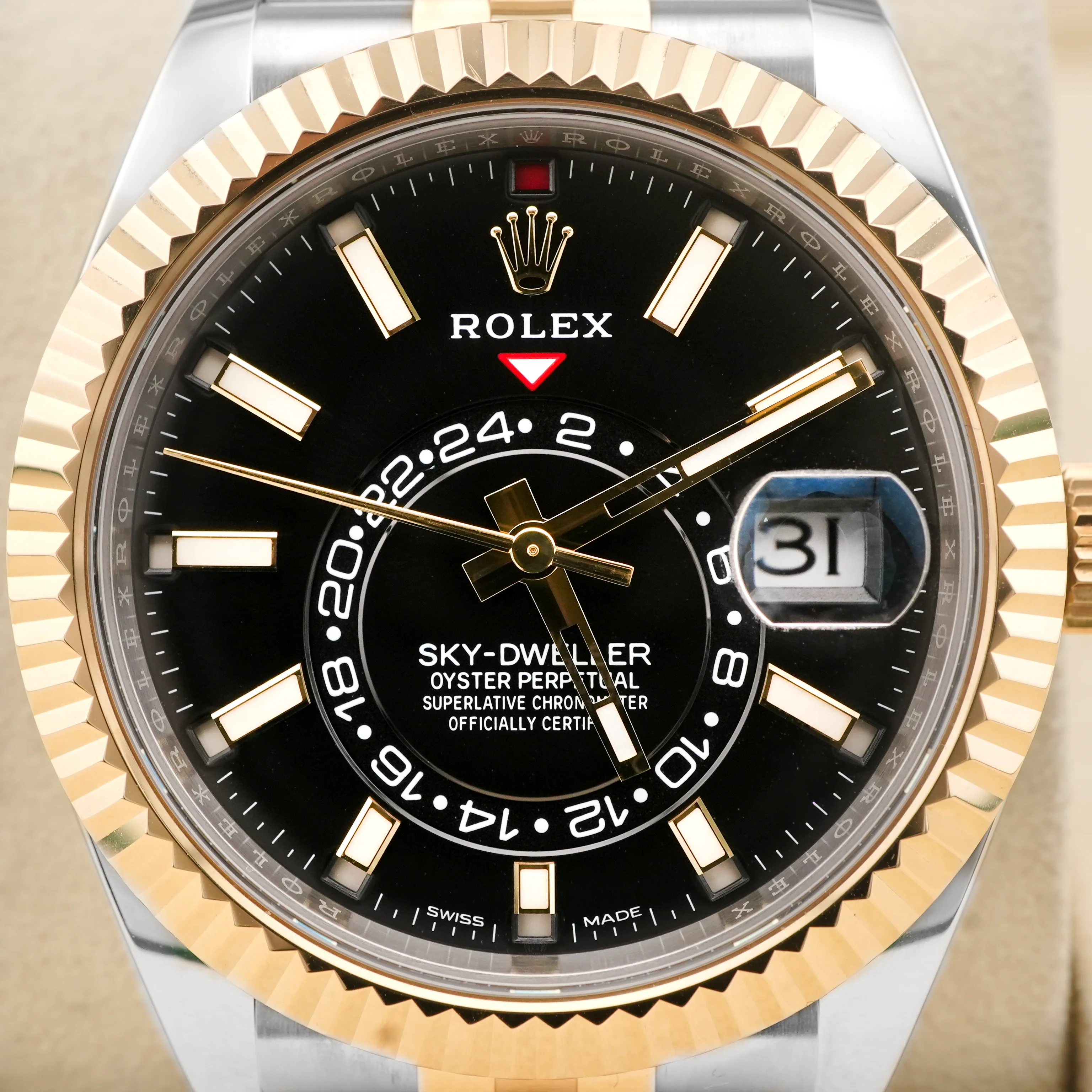 Rolex 326933 Sky-Dweller Fluted Bezel 42 mm Black Dial Jubilee Bracelet Box and Papers 2023 - Image 3