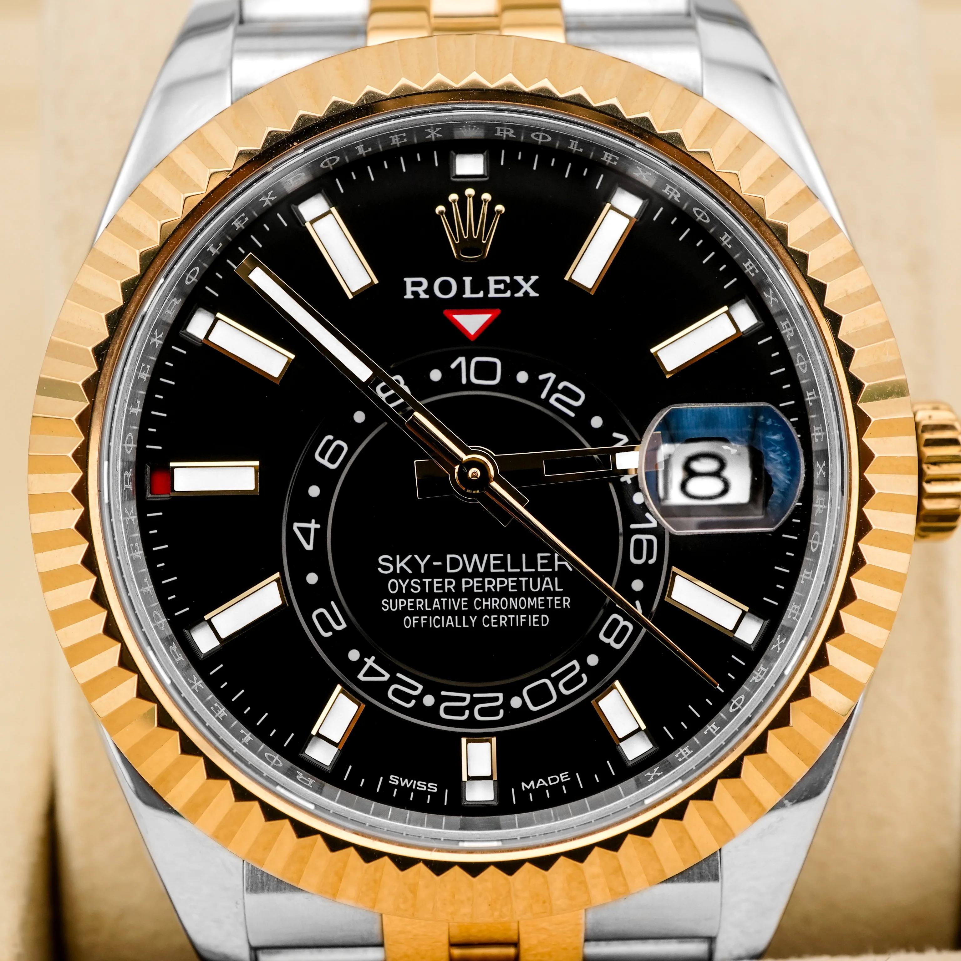 Rolex 326933 Sky-Dweller Fluted Bezel 42 mm Black Dial Jubilee Bracelet Box and Papers 2022 - Image 3