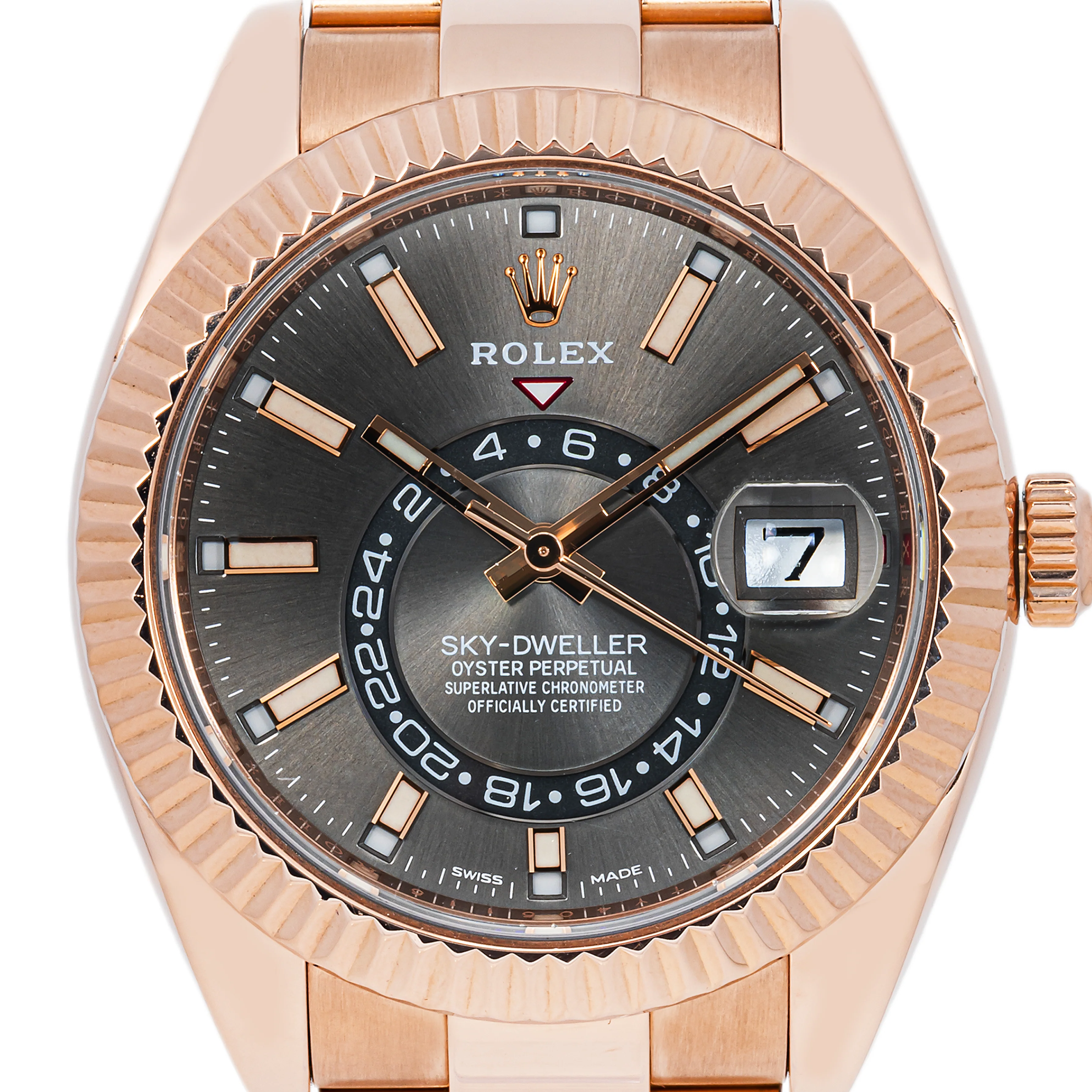 Rolex 326935 Sky-Dweller 42 mm 18K Rose Gold Dark Rhodium Dial Oyster Bracelet Box and Papers 2020 - Image 3