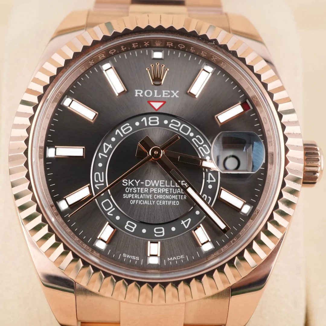 Rolex 326935 Sky-Dweller 42 mm 18K Rose Gold Dark Rhodium Dial Oyster Bracelet Box and Papers 2021 - Image 3