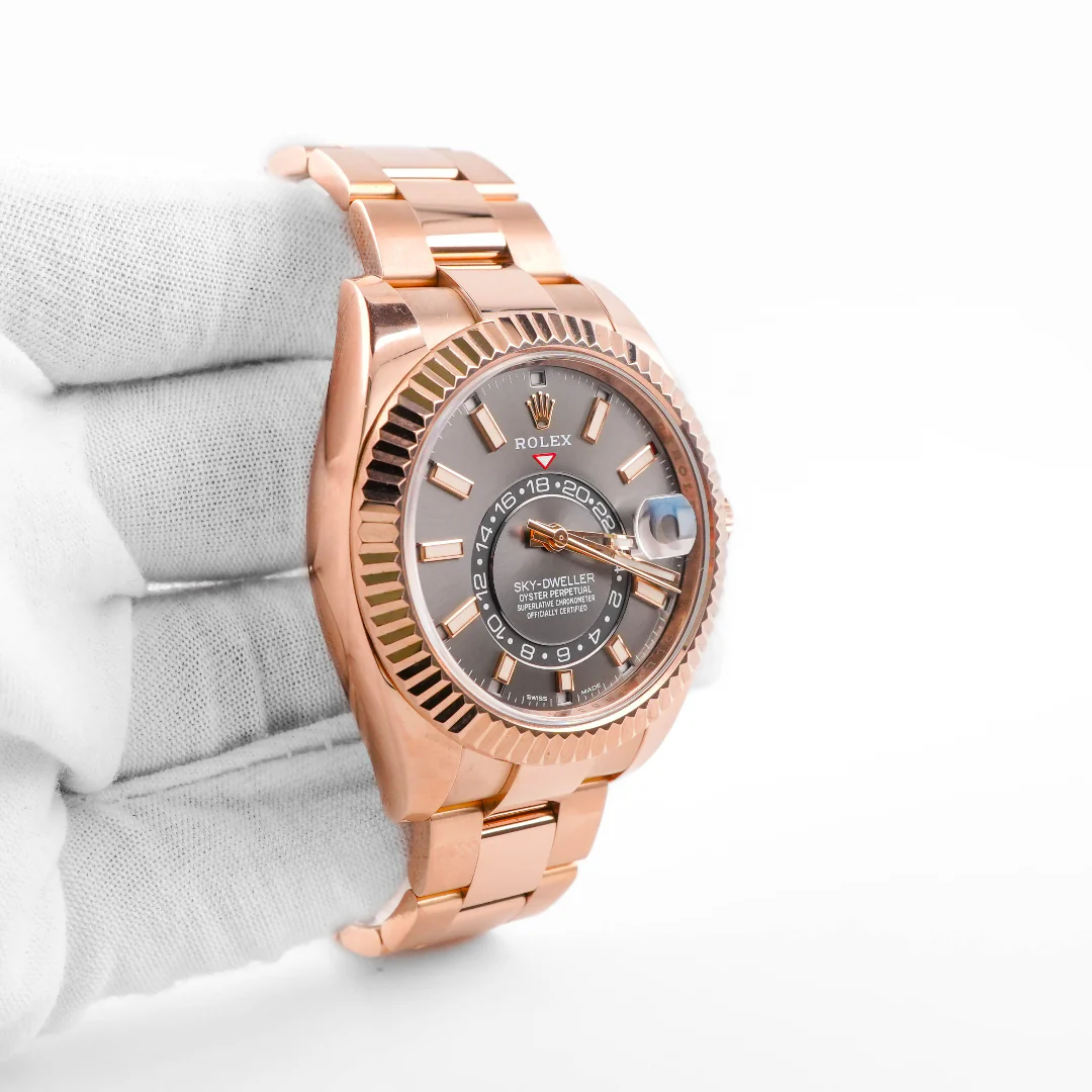 Rolex 326935 Sky-Dweller 42 mm 18K Rose Gold Dark Rhodium Dial Oyster Bracelet Box and Papers 2021 - Image 4