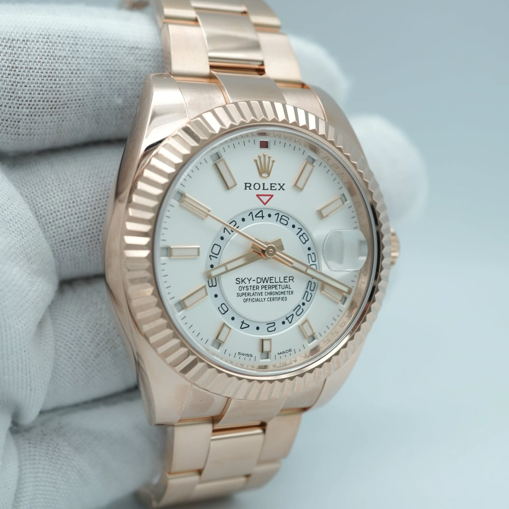 Rolex 326935 Sky-Dweller 42 mm 18K Rose Gold White Dial Oyster Bracelet Box and Papers 2020 - Image 4