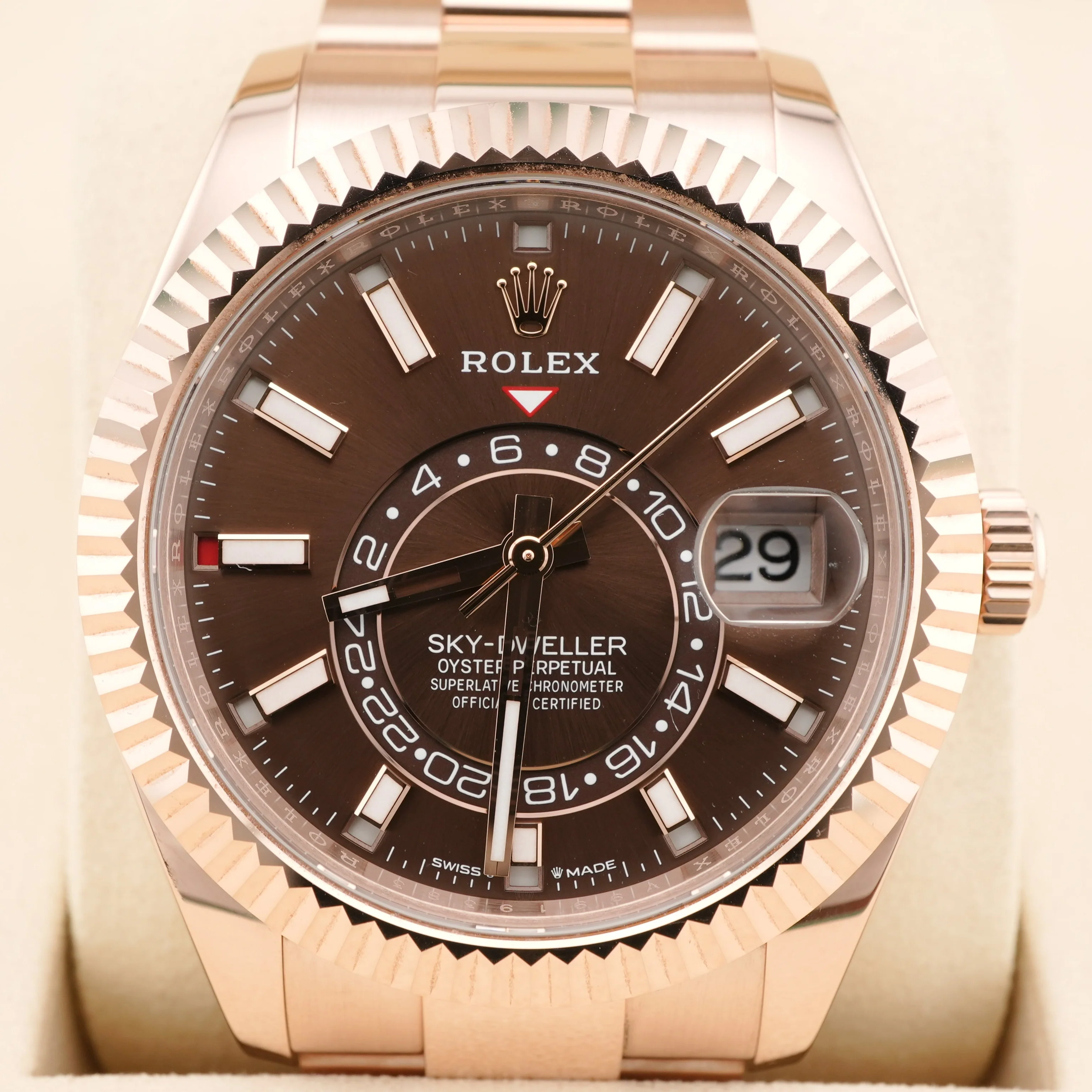 Rolex 336935 Sky-Dweller 42 mm 18K Rose Gold Chocolate Dial Oyster Bracelet Box and Papers 2024 - Image 3