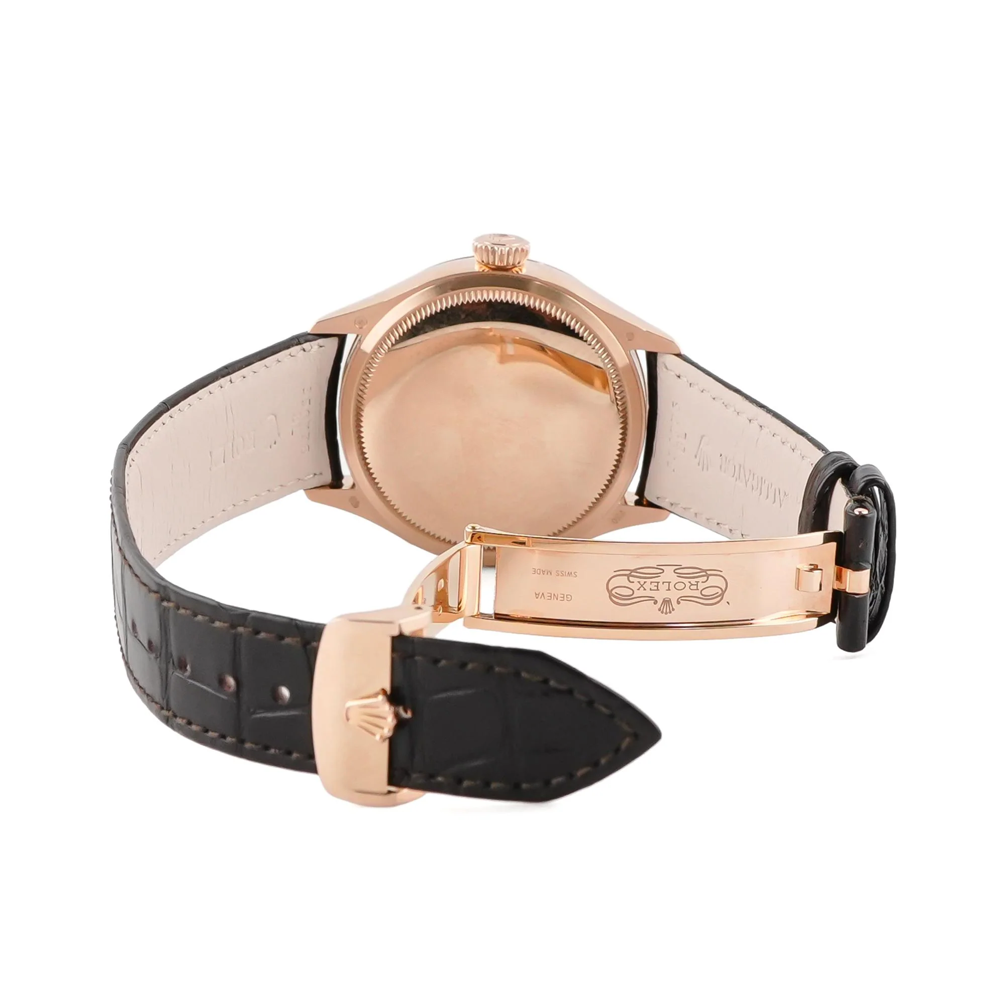 Rolex 50535 Cellini Moonphase 18k Rose Gold White Dial Leather Strap Box and Papers 2019 - Image 5