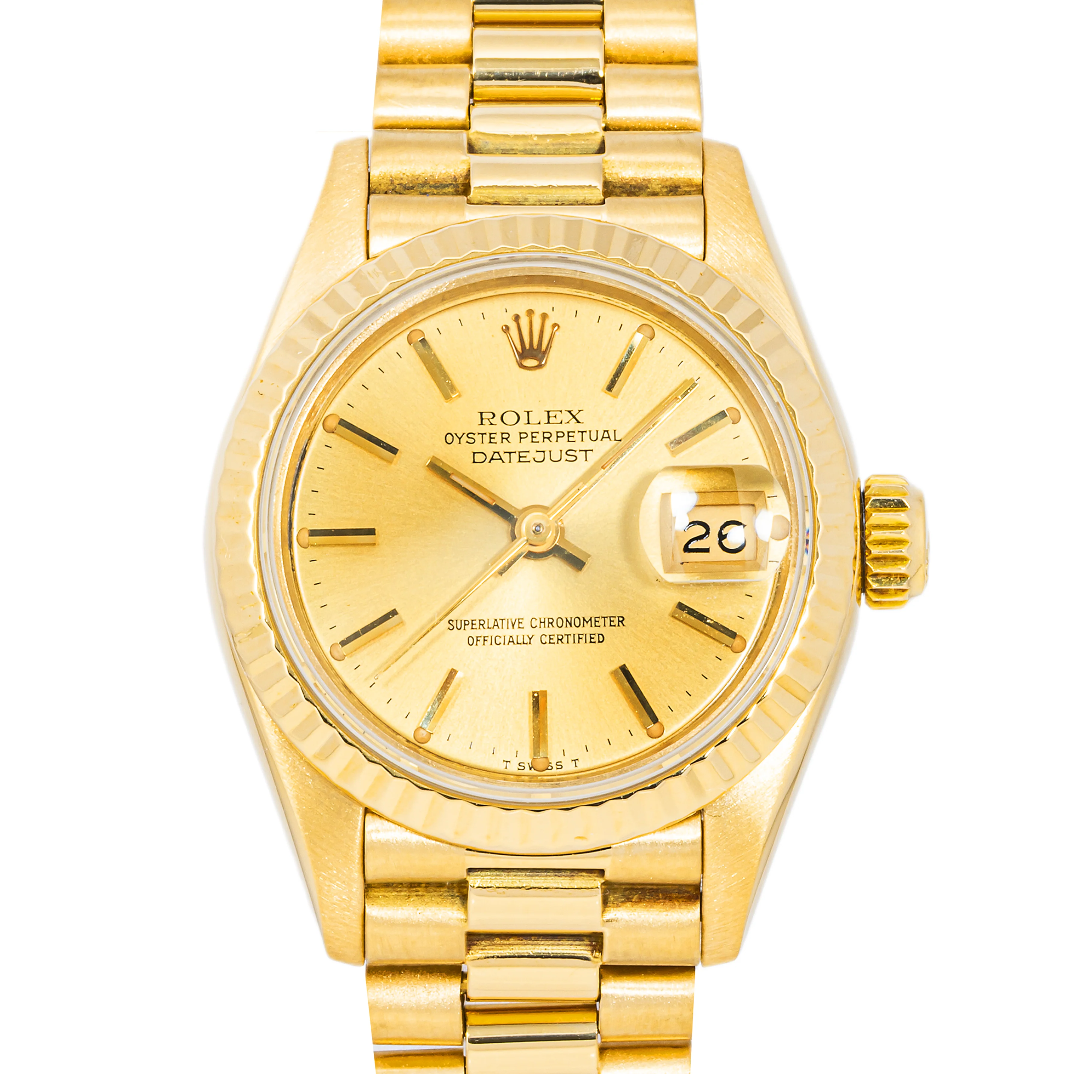 Rolex 69178 Lady-Datejust 26 mm Champagne Index Dial President Bracelet with Box 1980 - Image 3