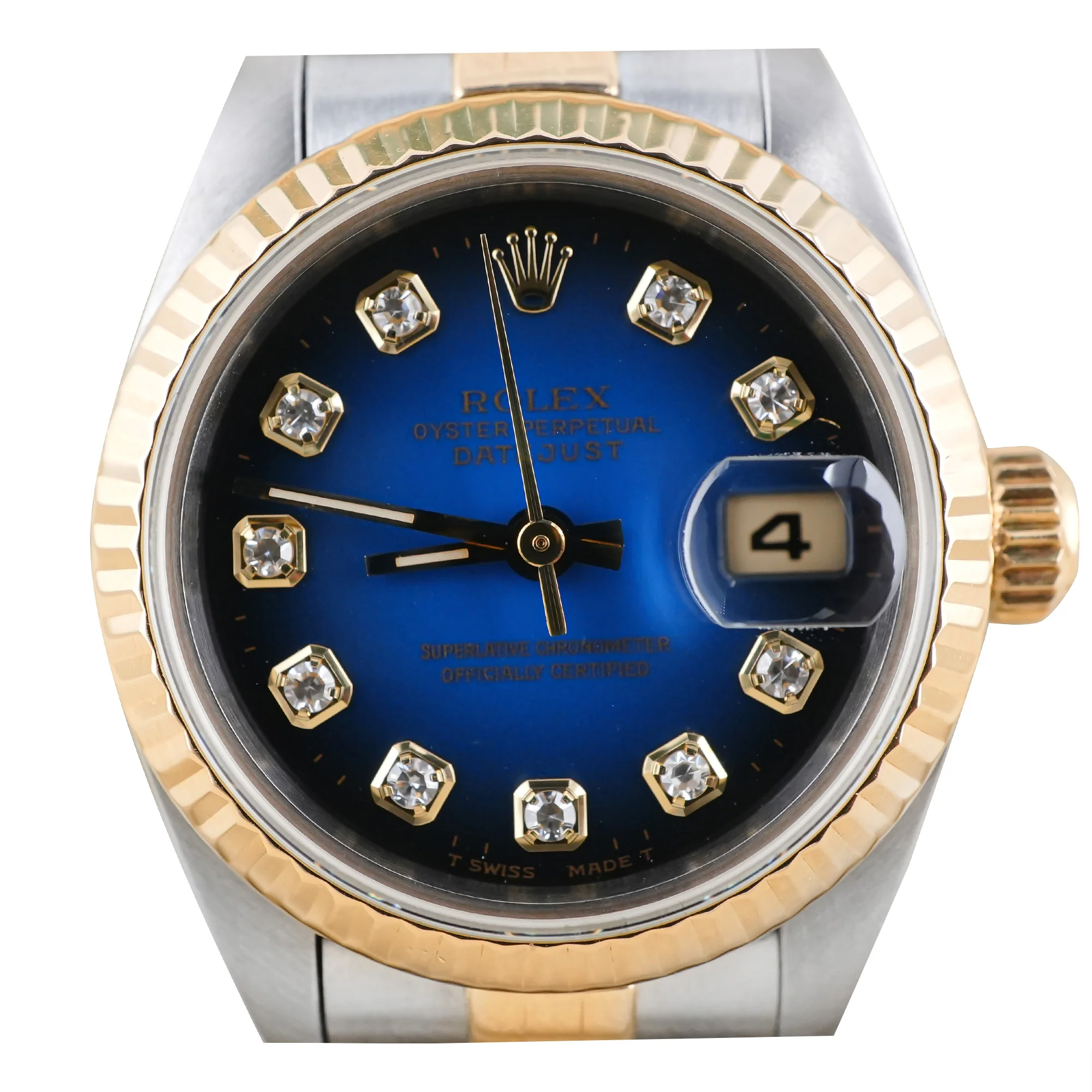 Rolex 69173 Lady-Datejust 26 mm Blue Ombre Diamond Dial Jubilee Bracelet Box and Papers 1995 - Image 3