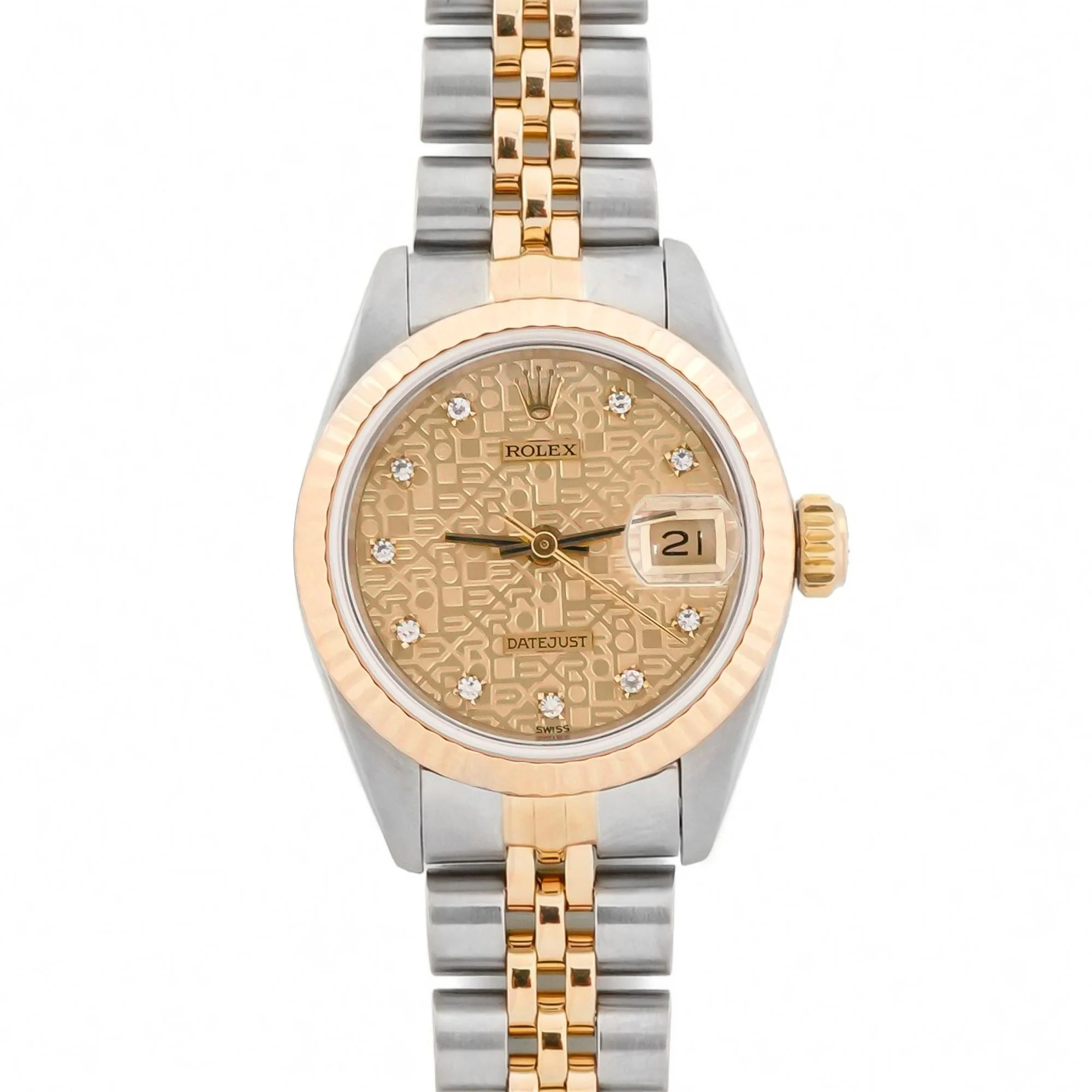 Rolex 69173 Lady-Datejust 26 mm Champagne Diamond Dial Jubilee Bracelet Box 1988