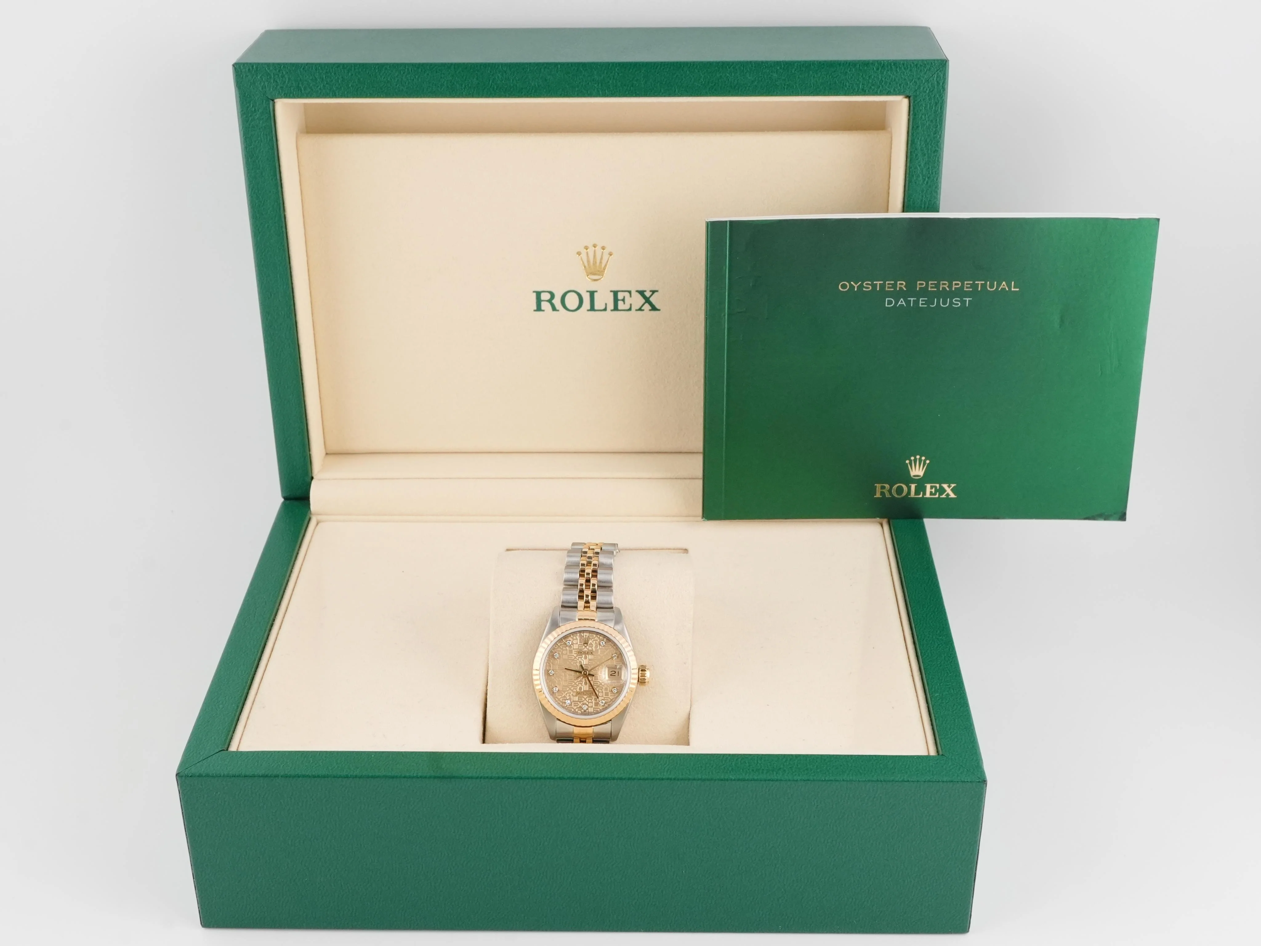 Rolex 69173 Lady-Datejust 26 mm Champagne Diamond Dial Jubilee Bracelet Box 1988 - Image 2