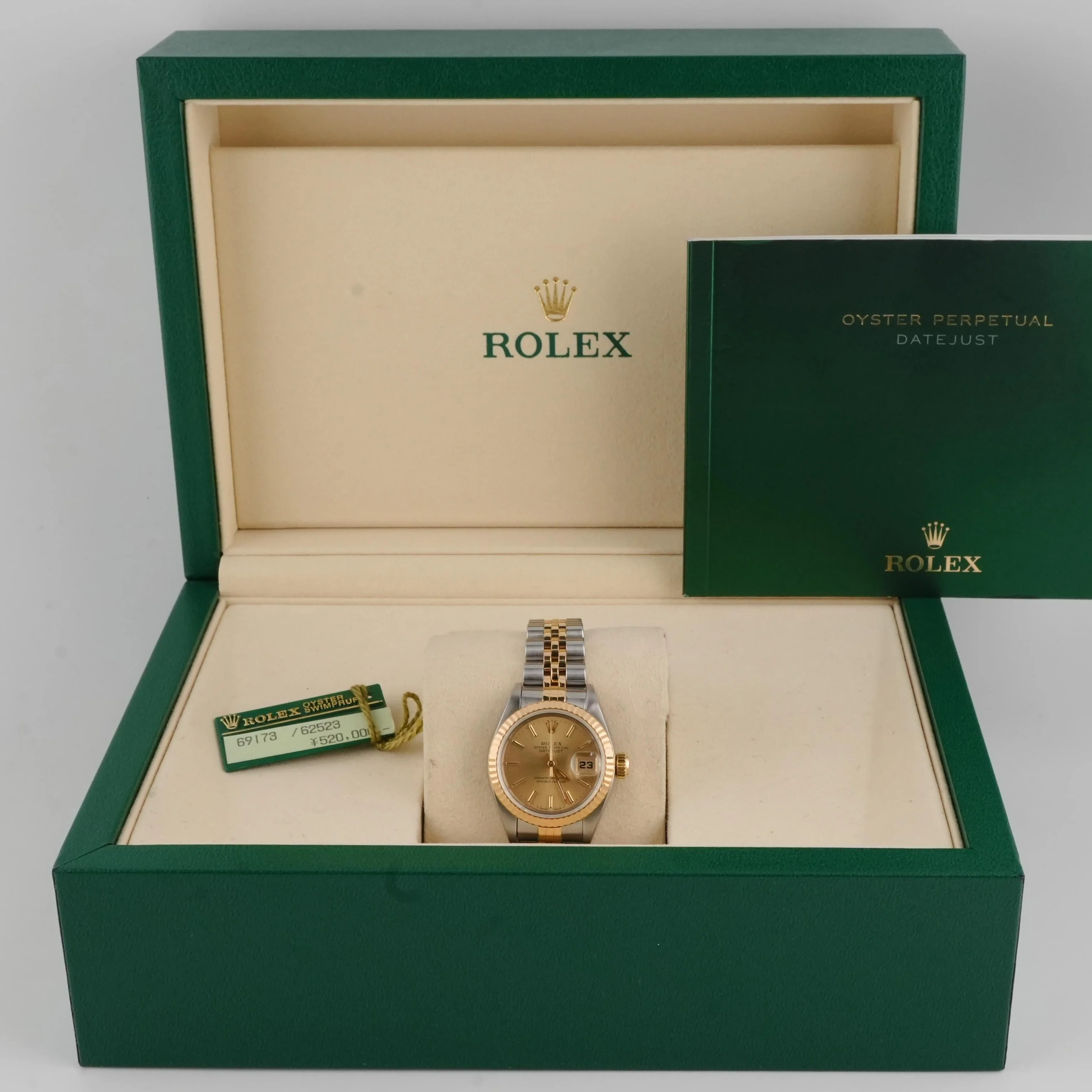 Rolex 69173 Lady-Datejust 26 mm Champagne Index Dial Jubilee Bracelet Box 1994 - Image 2