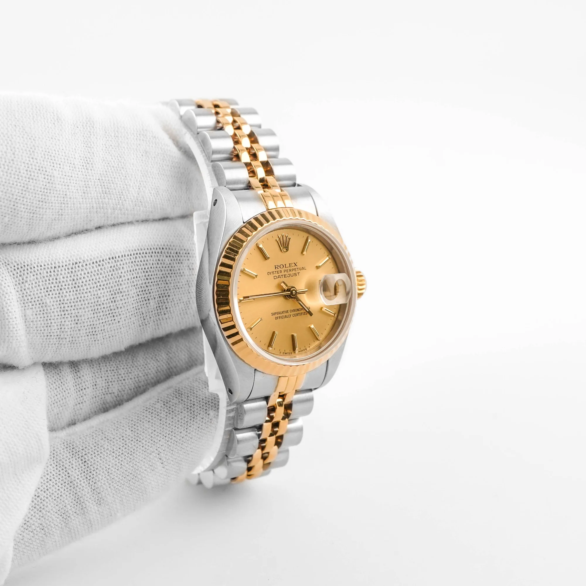 Rolex 69173 Lady-Datejust 26 mm Champagne Index Dial Jubilee Bracelet Box and Papers 1988 - Image 6