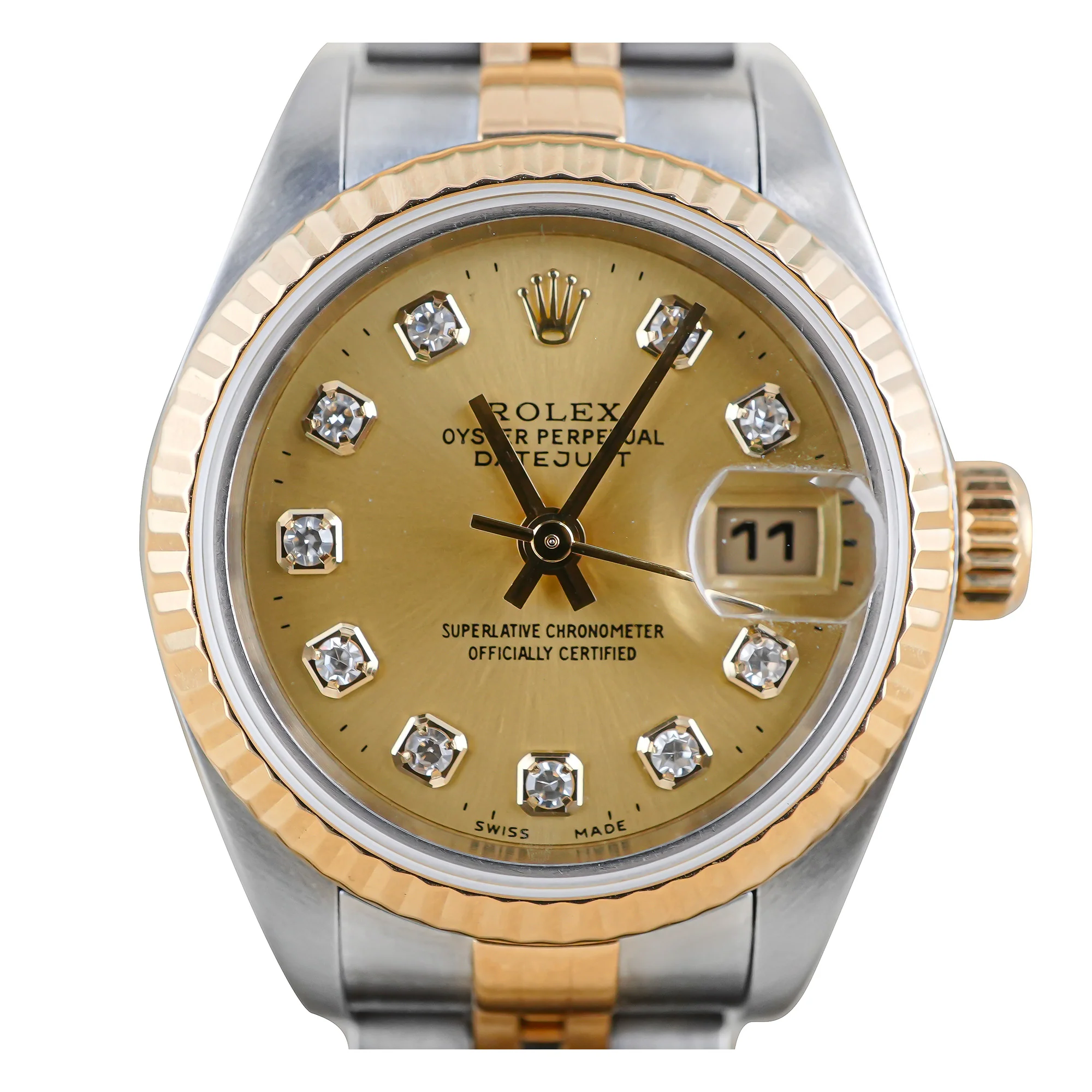Rolex 69173 Lady-Datejust 26 mm Champagne Diamond Dial Jubilee Bracelet Box and Papers 1995 - Image 3