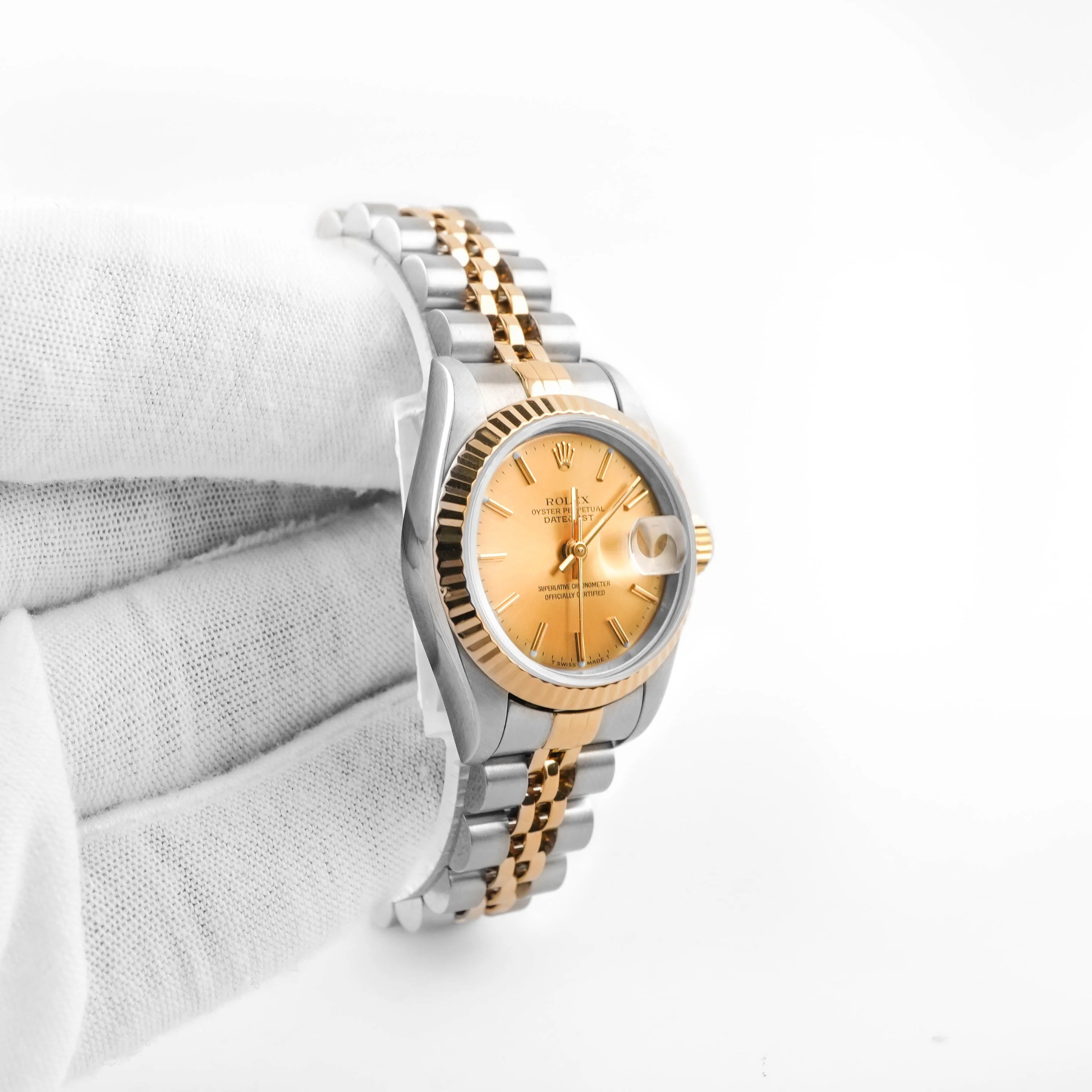 Rolex 69173 Lady-Datejust 26 mm Champagne Index Dial Jubilee Bracelet Complete Set 1994 - Image 4