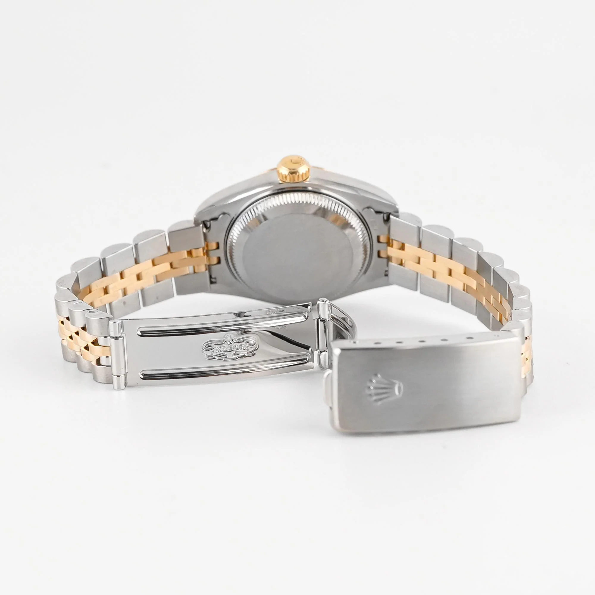 Rolex 69173 Lady-Datejust 26 mm Fluted Bezel White Roman Dial Jubilee Bracelet Box and Papers 1996 - Image 4