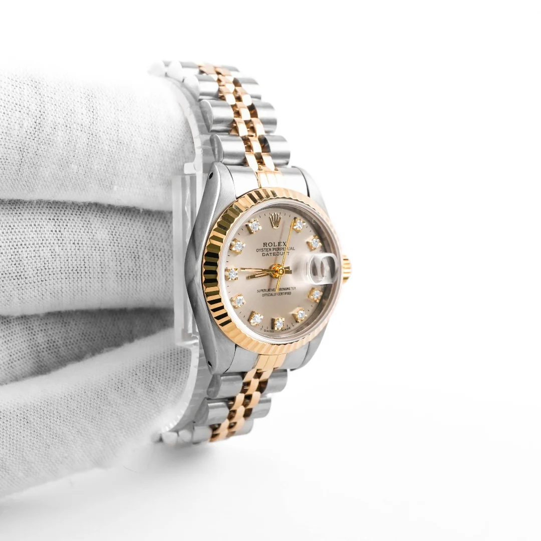Rolex 69173 Lady-Datejust 26 mm Silver Diamond Dial Jubilee Bracelet Box and Papers 1991 - Image 4