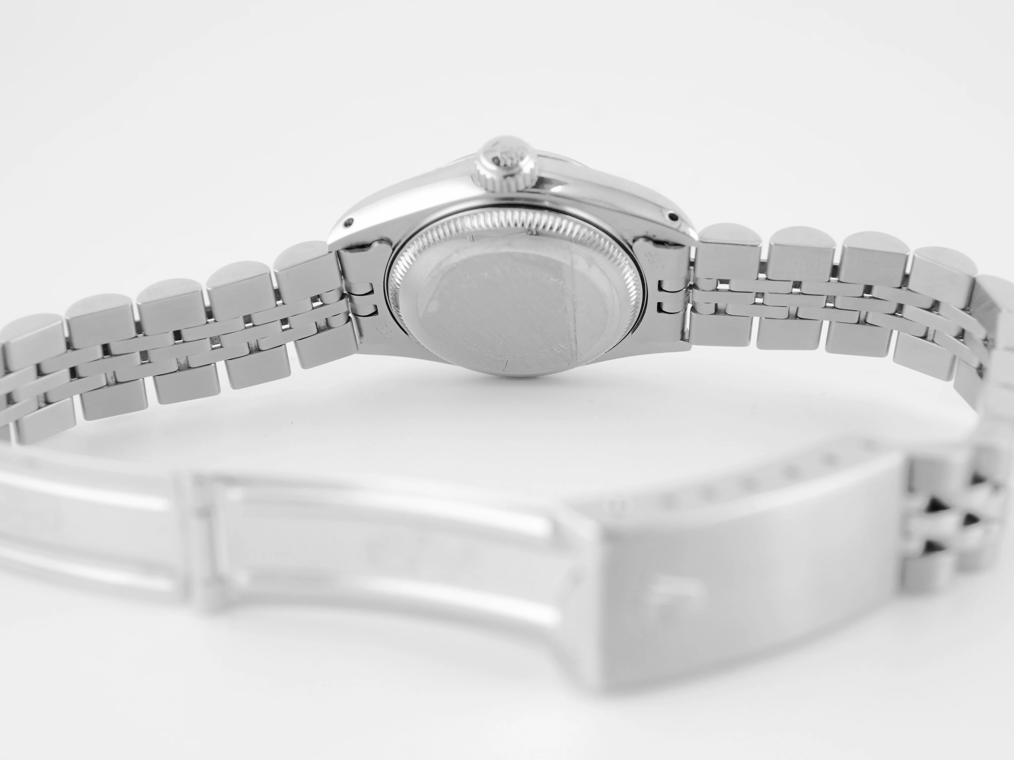Rolex 69174 Lady-Datejust 26 mm Fluted Bezel Salmon Roman Dial Jubilee Bracelet Box and Papers 1993 - Image 10