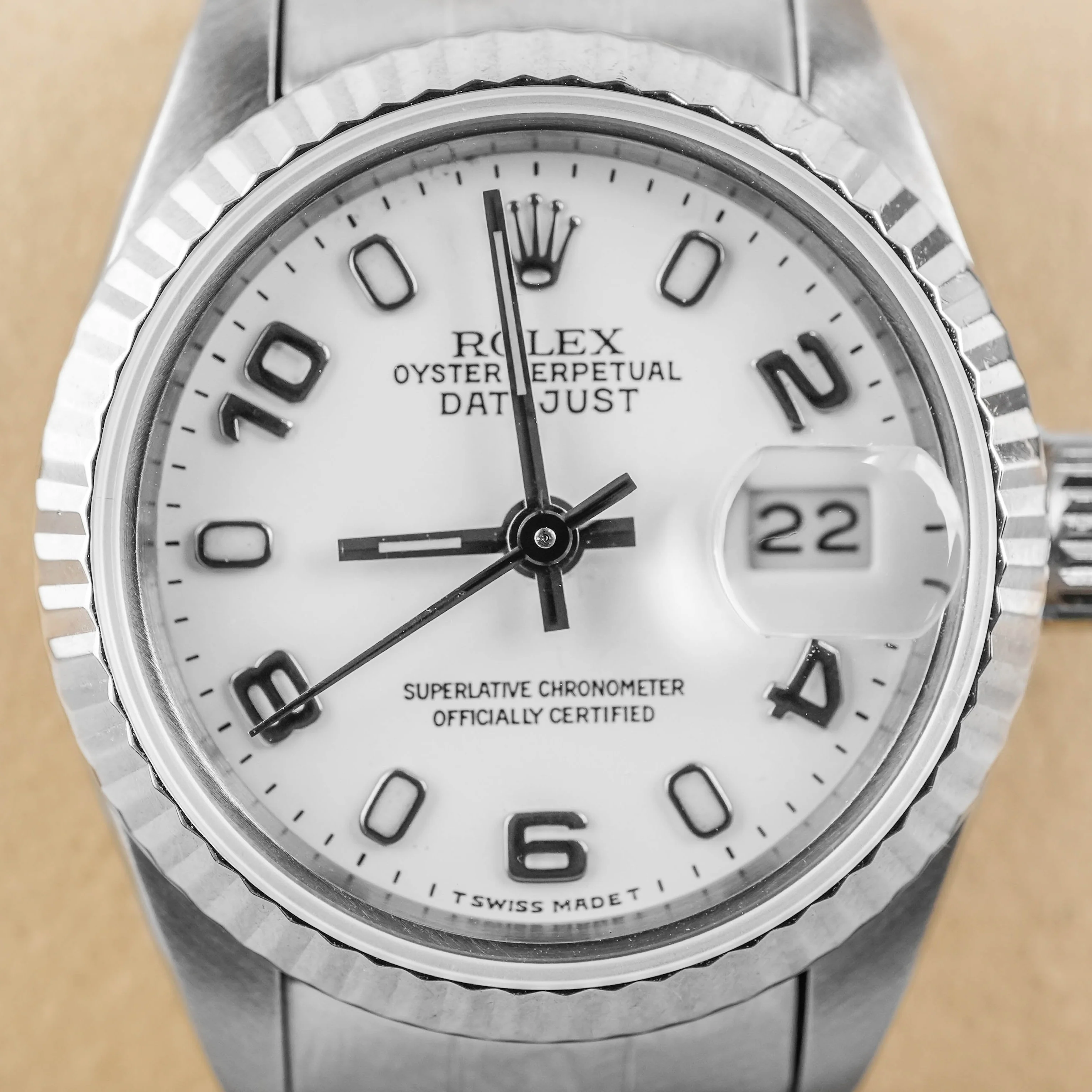 Rolex 69174 Lady-Datejust 26 mm 18K White Gold Silver Dial Oyster Bracelet Box and Papers 1984 - Image 3