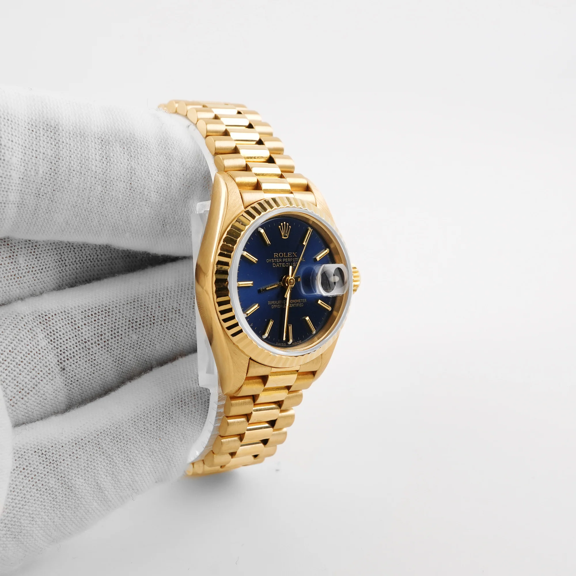 Rolex 69178 Lady-Datejust 26 mm Blue Index Dial President Bracelet Box and Papers 1986 - Image 4