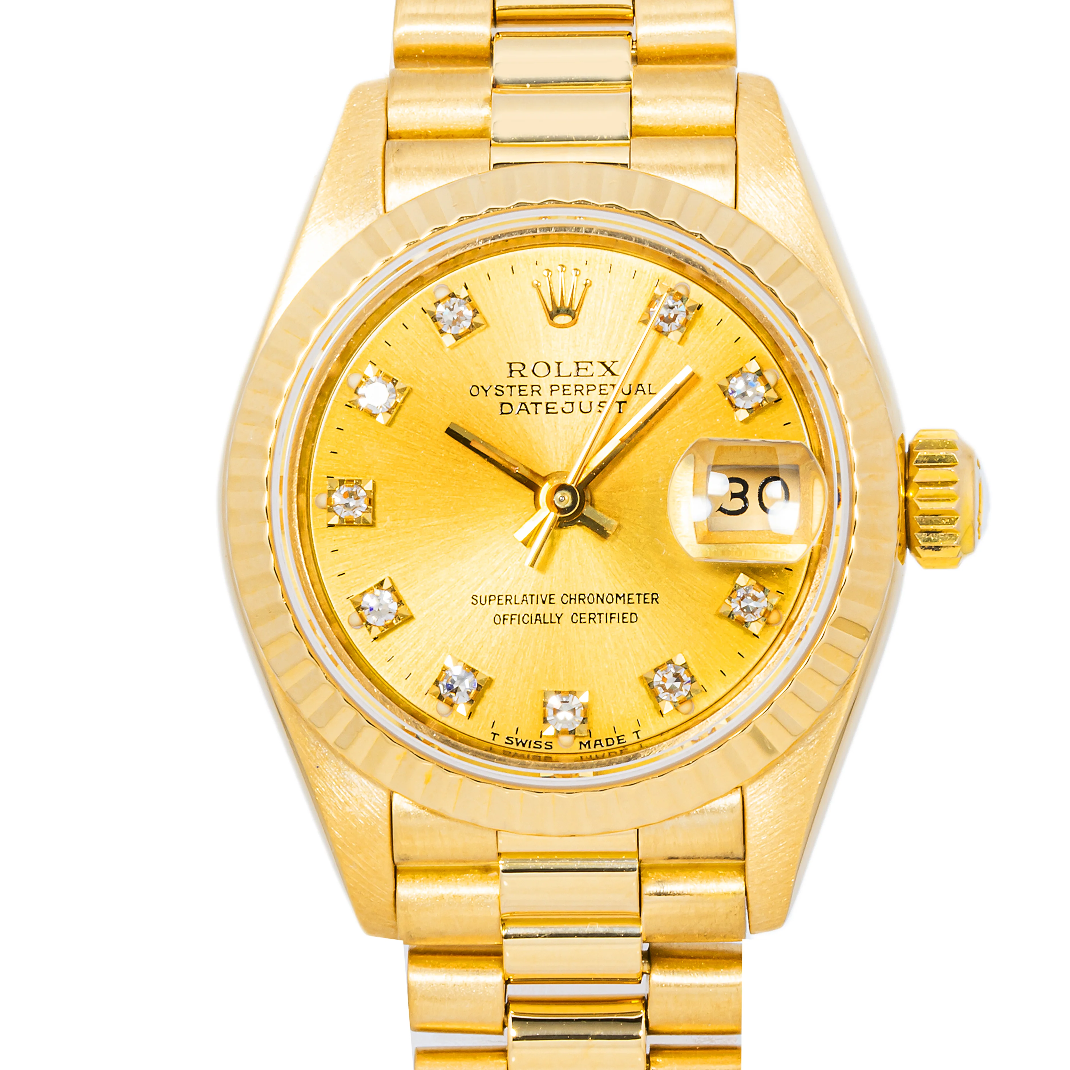 Rolex 69178 Lady-Datejust 26 mm Champagne Diamond Dial President Bracelet Box 1988 - Image 3