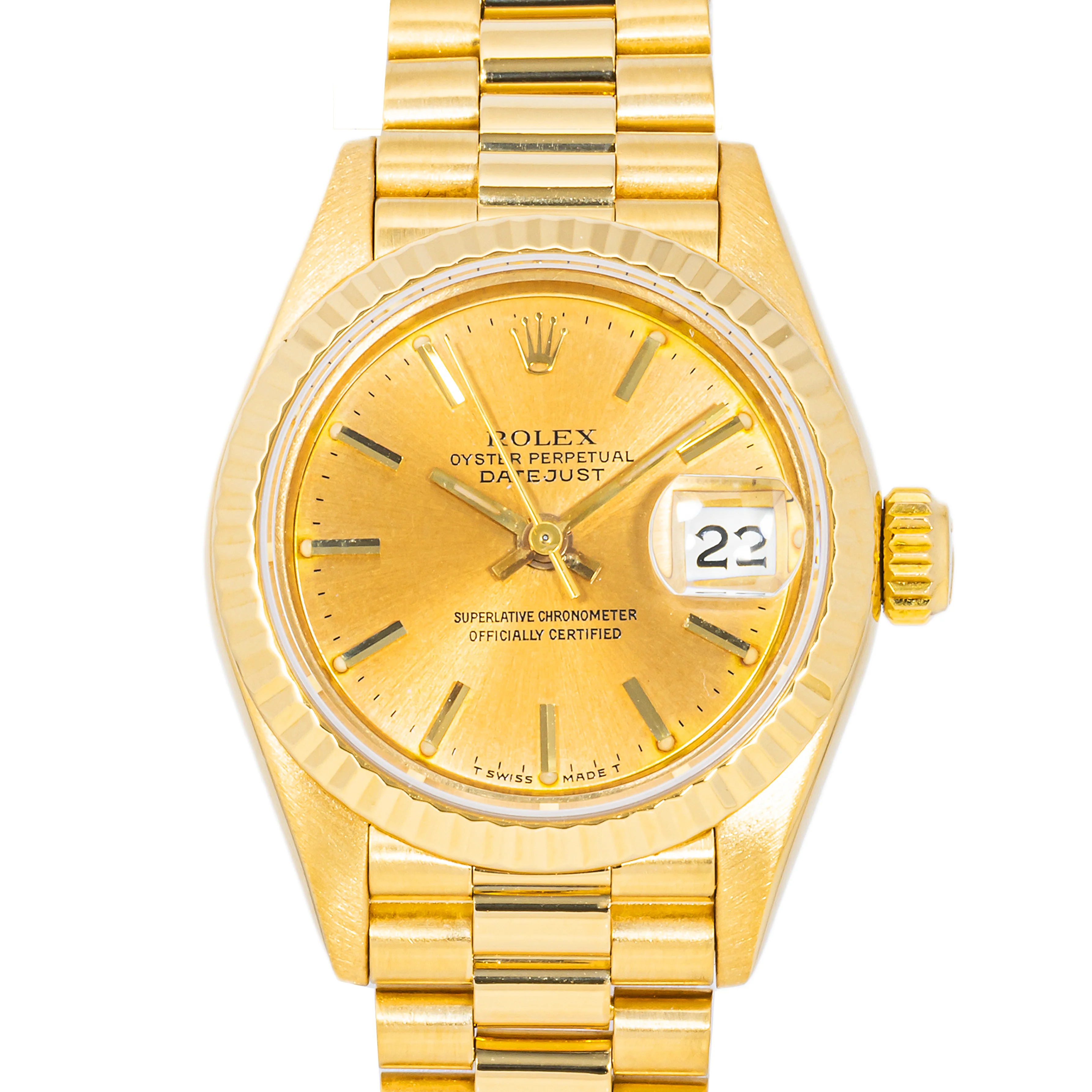 Rolex 69178 Lady-Datejust 26 mm Champagne Index Dial President Bracelet with Box 1986 - Image 3