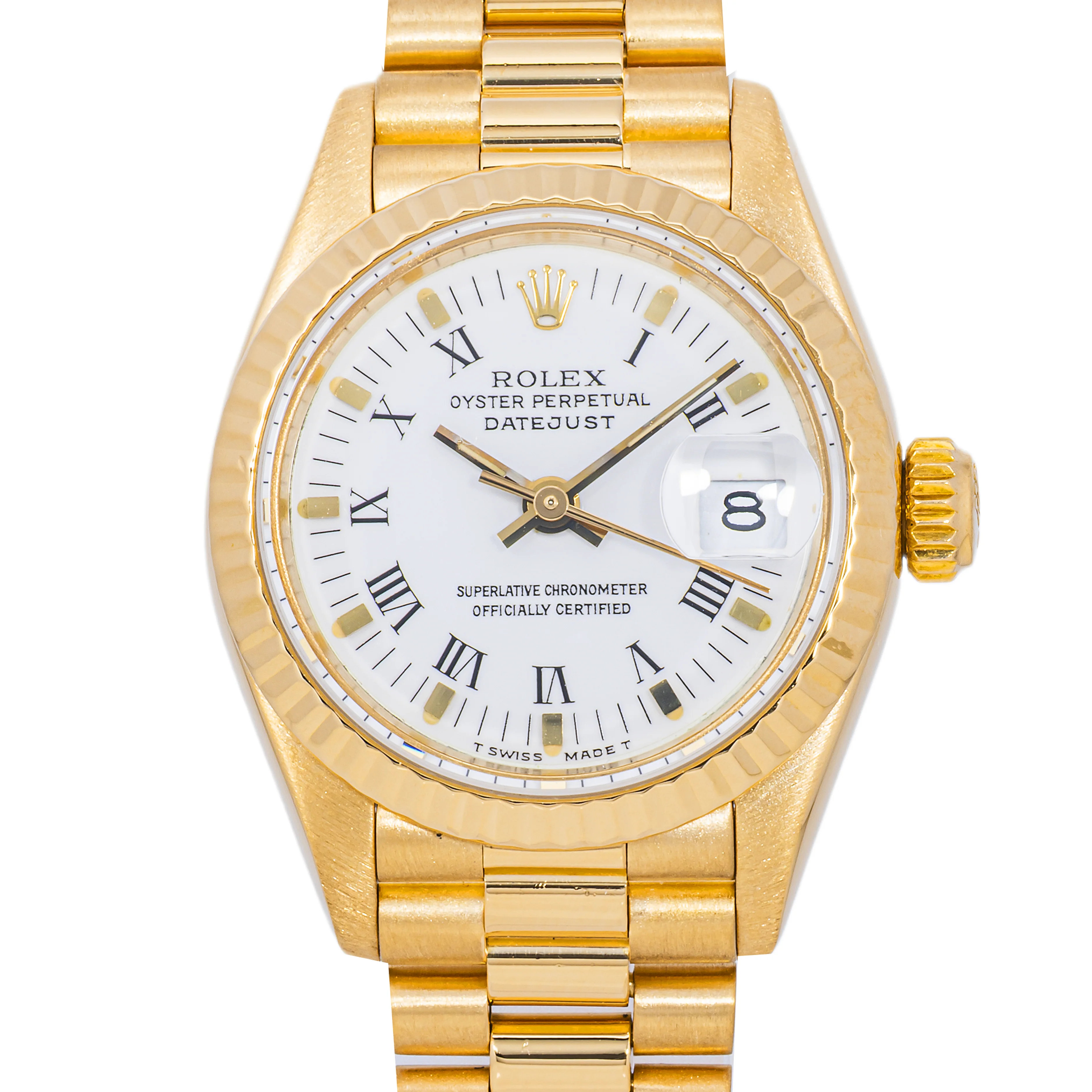 Rolex 69178 Lady-Datejust 26mm White Roman Dial President Bracelet with Box 1988 - Image 6