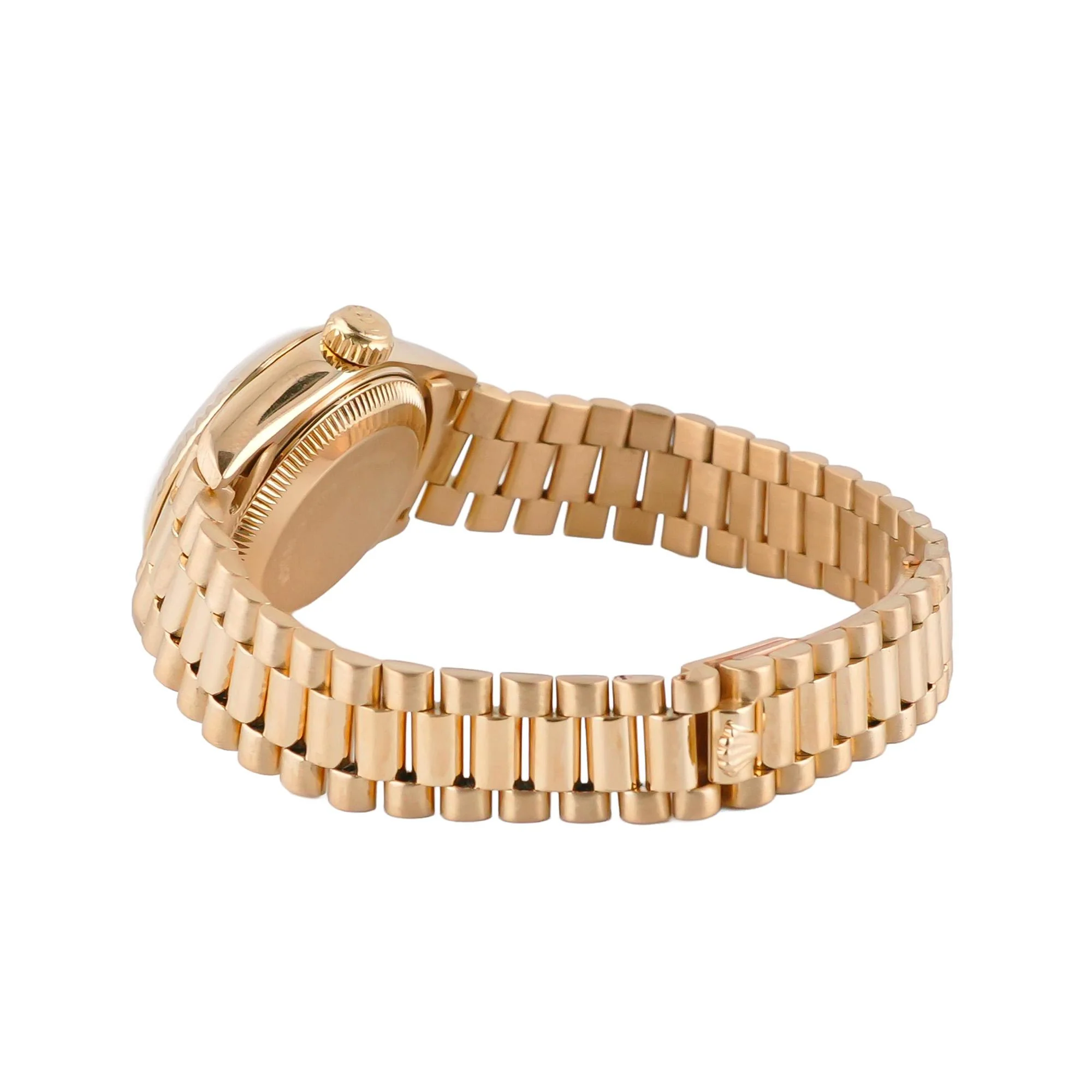 Rolex 69178 Lady-Datejust 26 mm Fluted Bezel Champagne Diamond Dial President Bracelet Box 1990 - Image 5