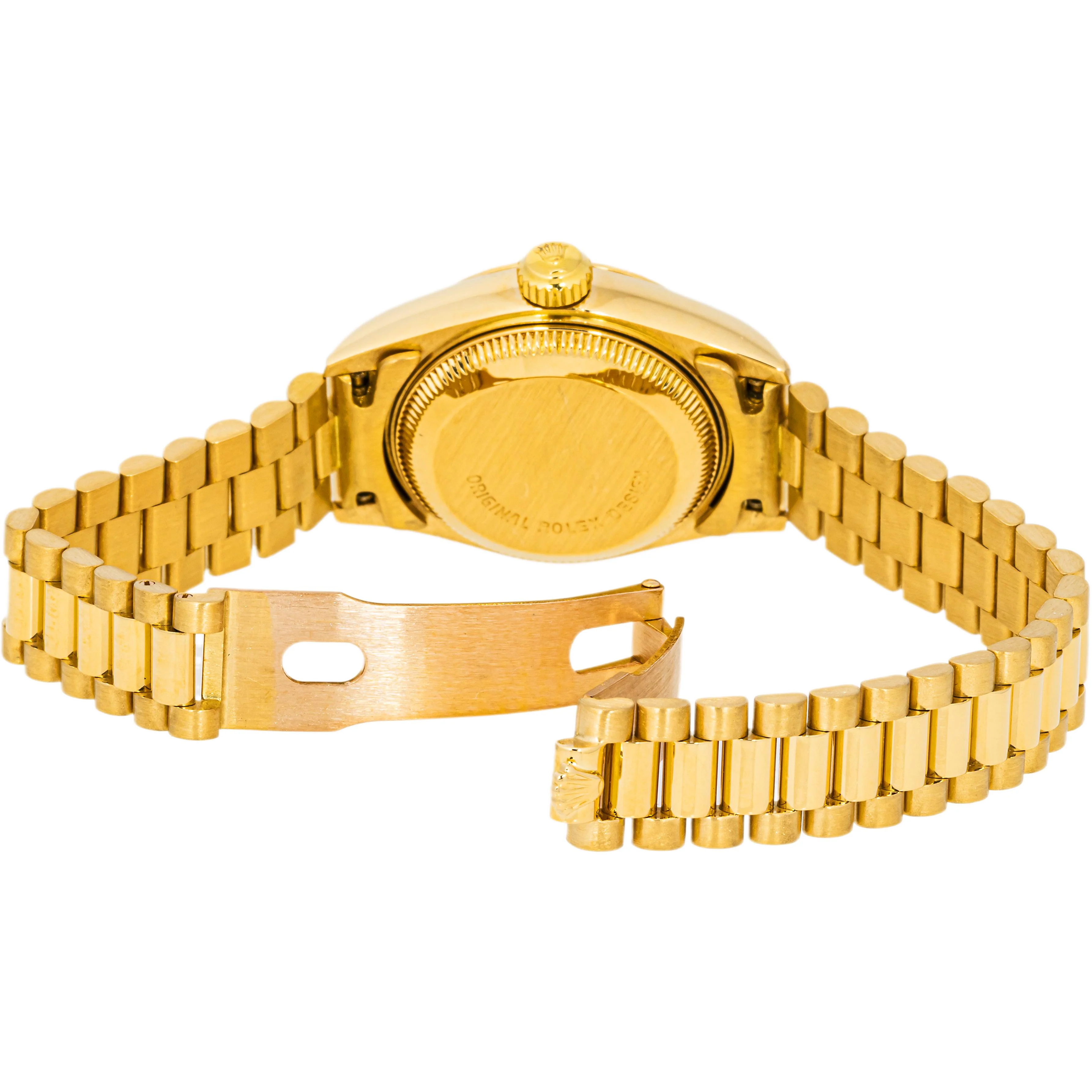 Rolex 69178 Lady-Datejust 26 mm Fluted Bezel Champagne Diamond Dial President Bracelet Box 1991 - Image 8