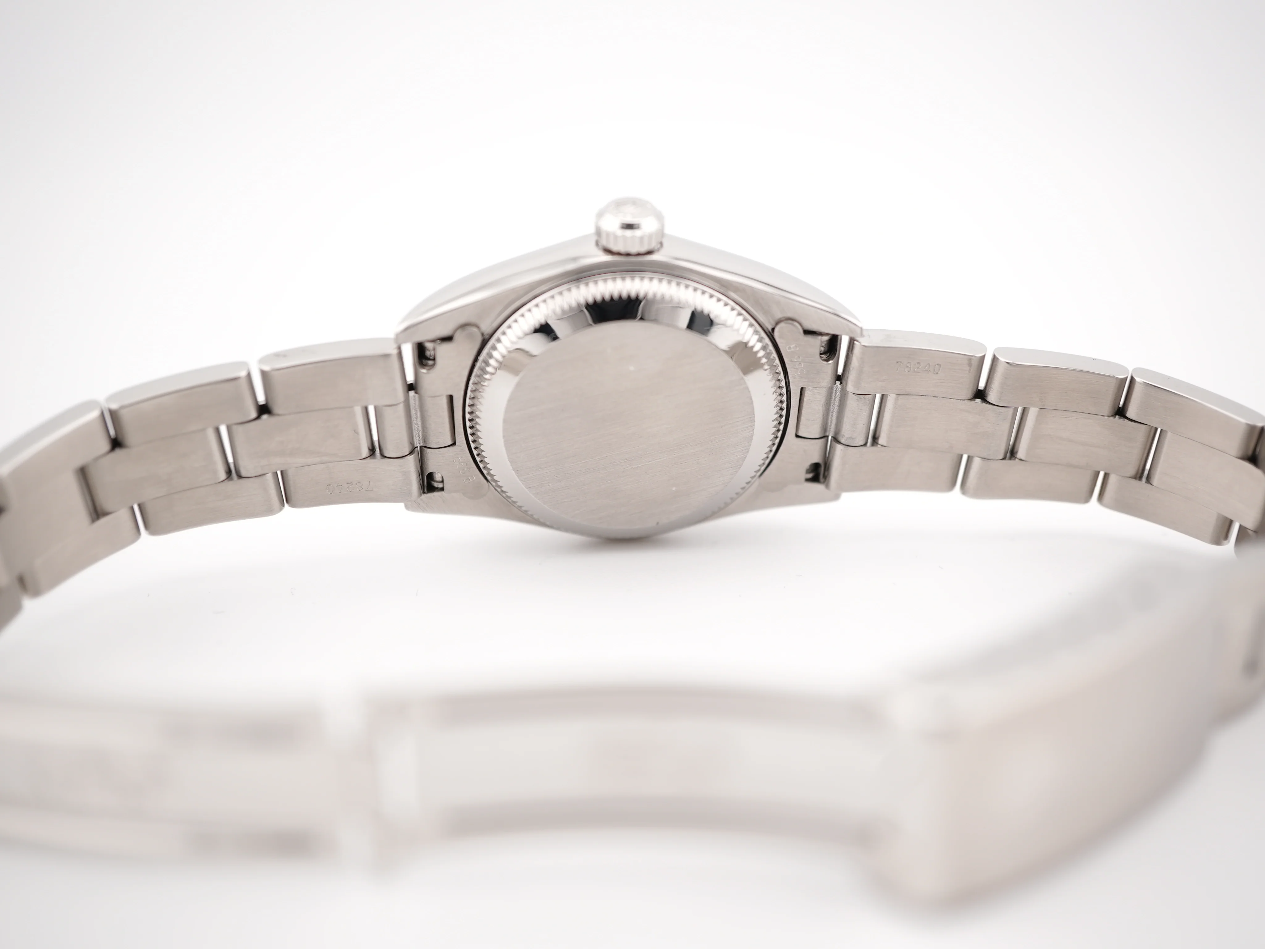 Rolex 76080 Oyster Perpetual Lady 24 mm White Roman Dial Oyster Bracelet Box and Papers 1999 - Image 10