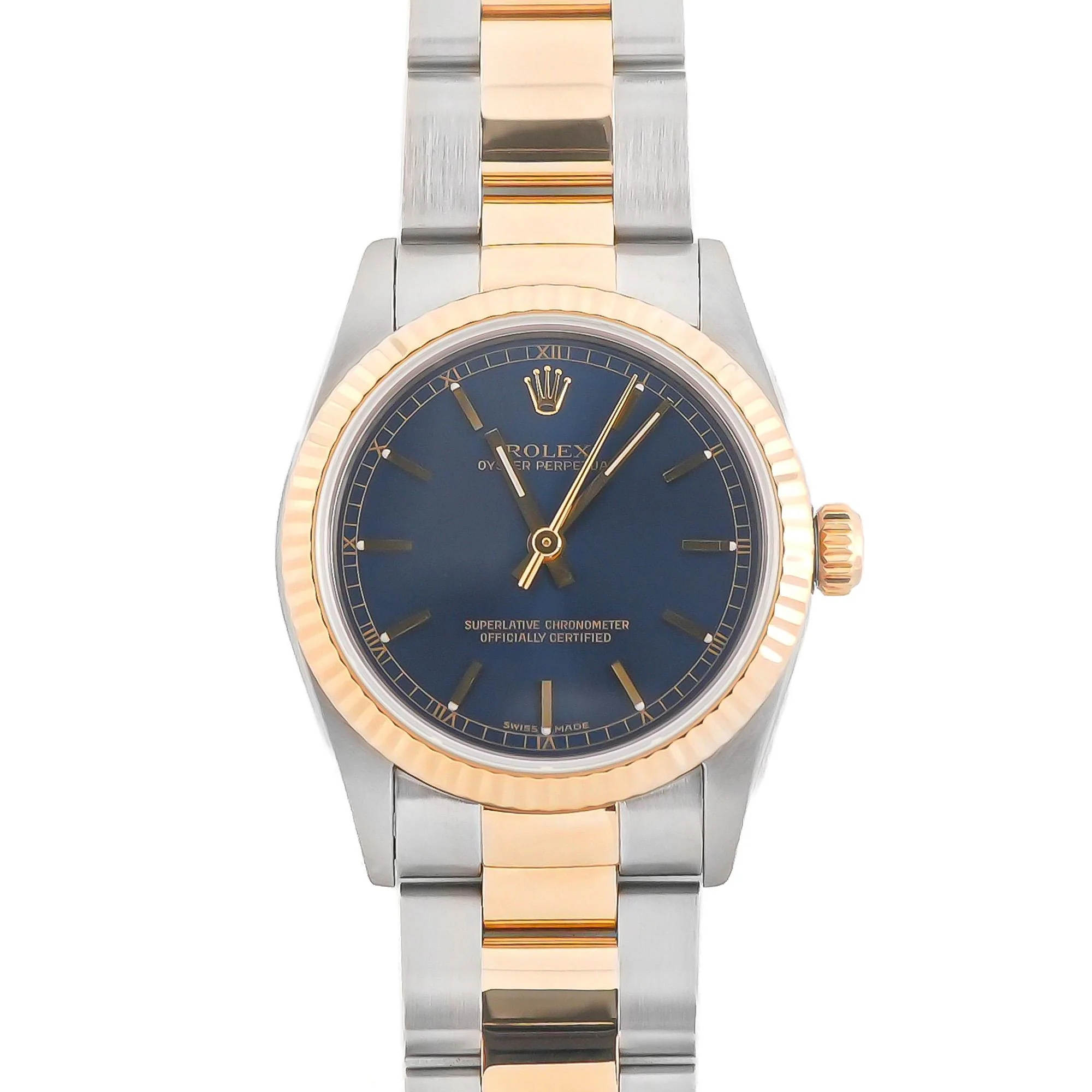 Rolex 77513 Datejust 31 mm Fluted Bezel Blue Index Dial Oyster Bracelet Box and Papers 2008
