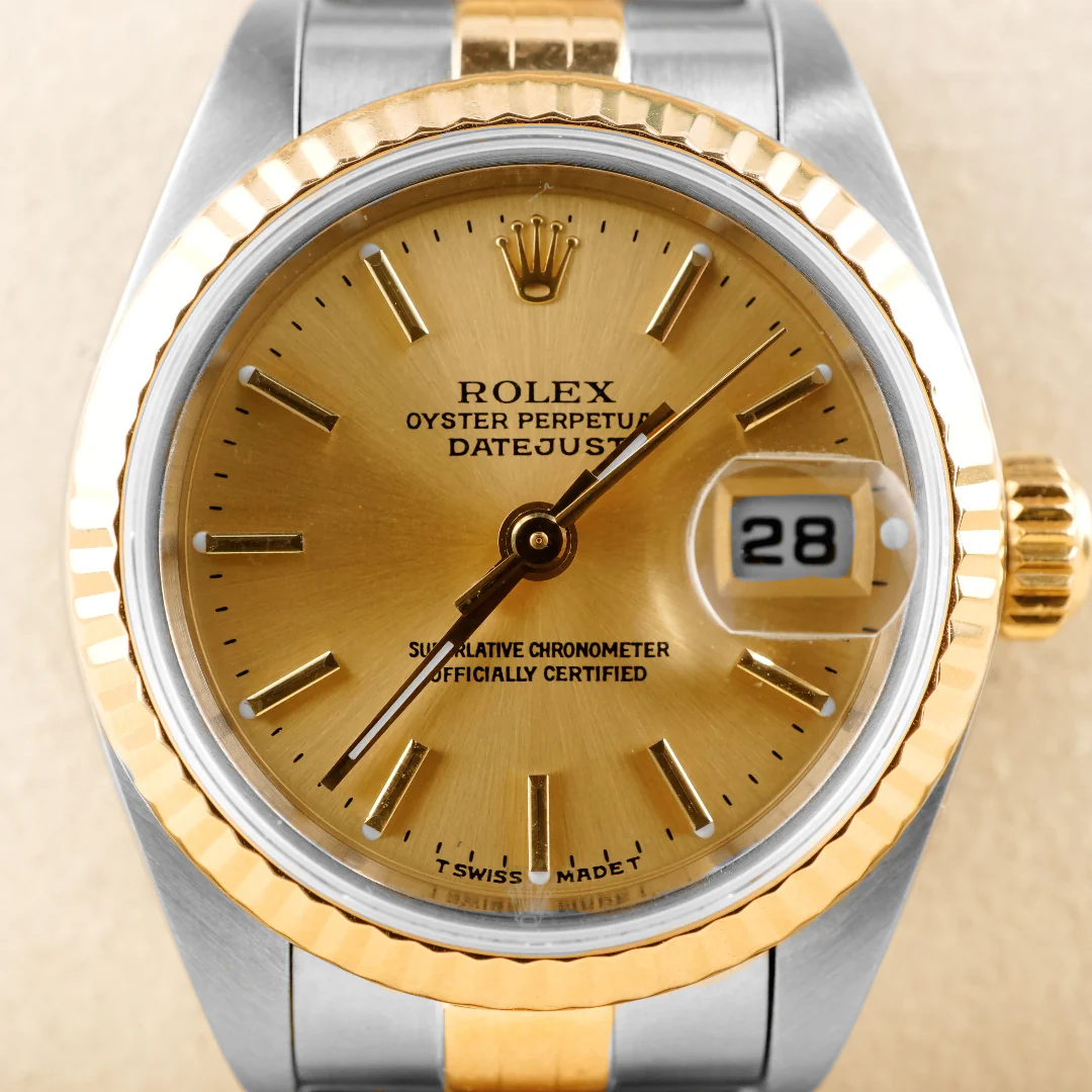 Rolex 79173 Lady-Datejust 26 mm Champagne Index Dial Jubilee Bracelet Box and Papers 1999 - Image 3