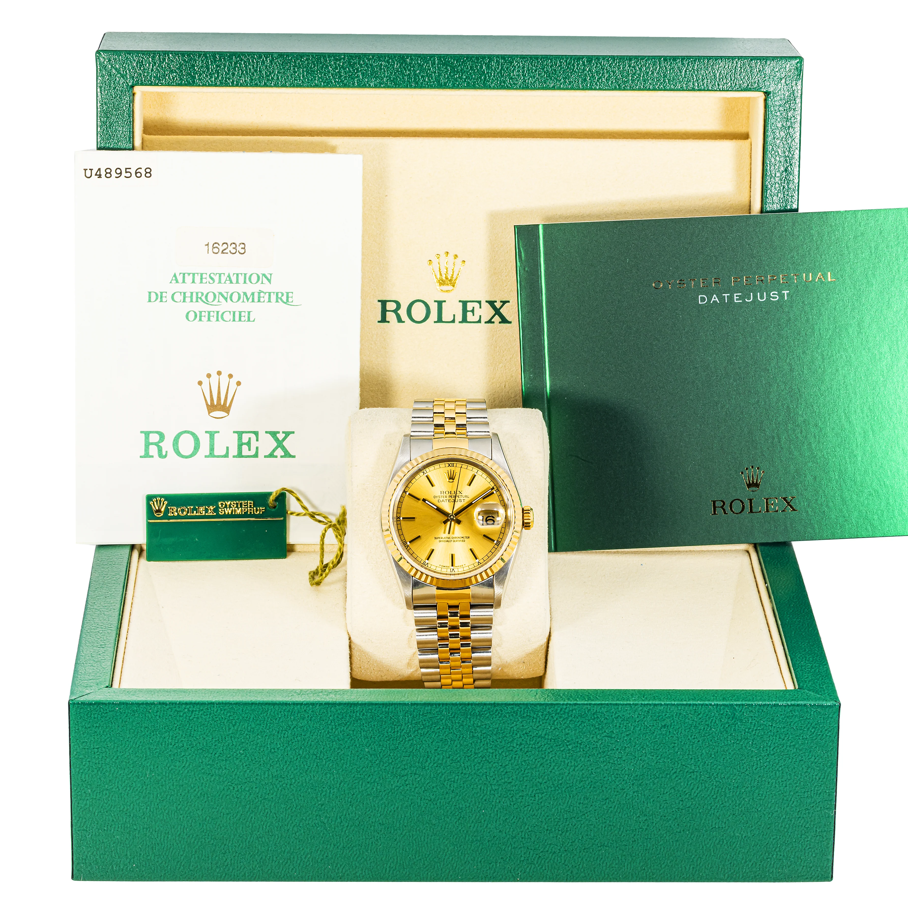 Rolex Datejust 36mm 16233 Fluted Bezel Champagne Dial Jubilee Bracelet Box & Papers 2000 - Image 2