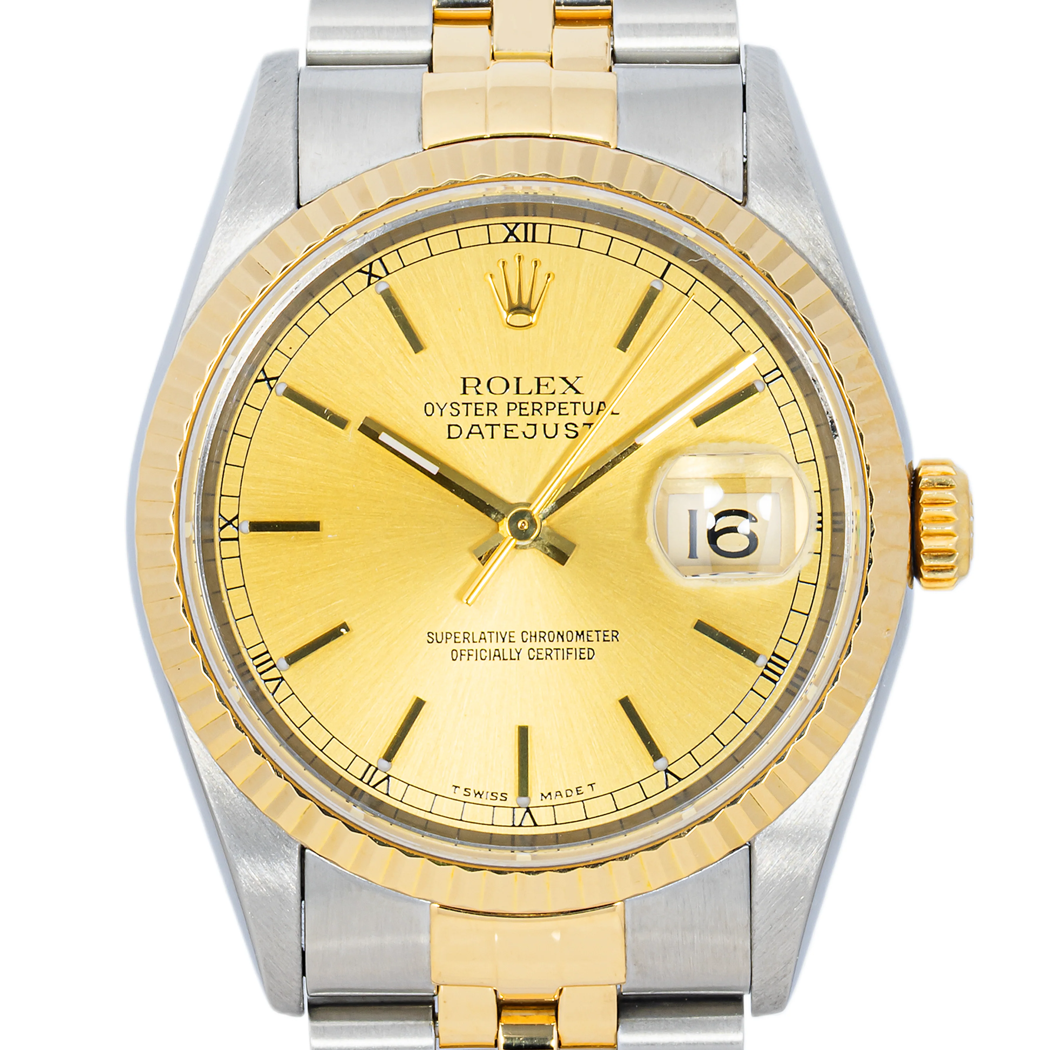 Rolex Datejust 36mm 16233 Fluted Bezel Champagne Dial Jubilee Bracelet Box & Papers 2000 - Image 3